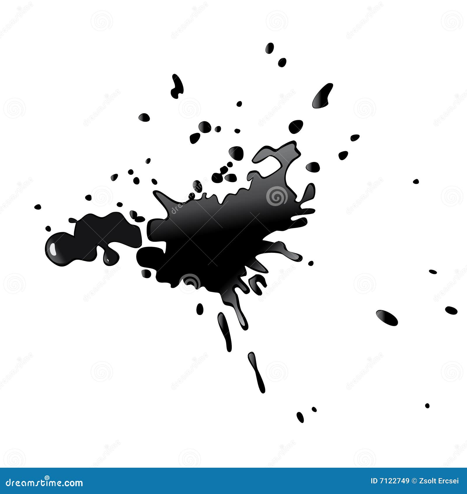 Black paint glossy splash droplet ink Royalty Free Vector