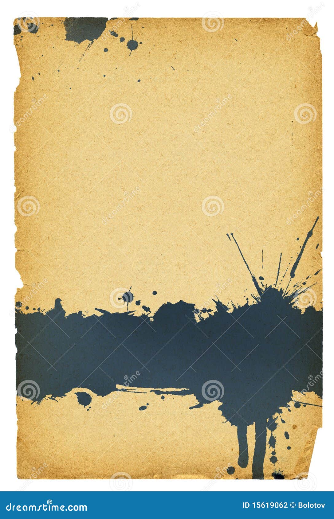 Ink Stain On Old Paper With Torn Edges. Stock Photography Image 15619062