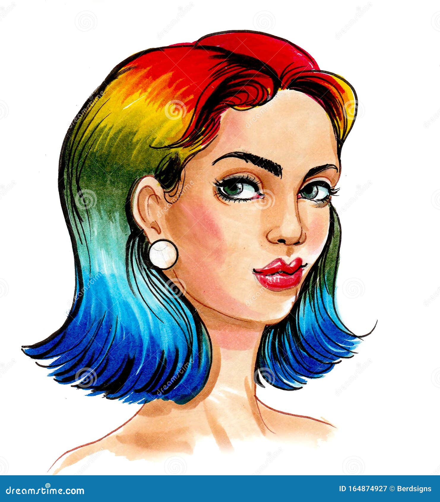 Rainbow hair stock illustration. Illustration of artwork - 164874927