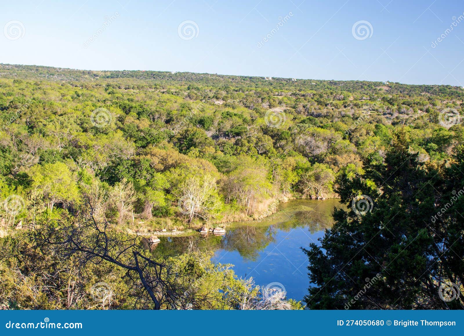 Valley View of Inks Lake in the Texas Hill Country Stock Photo Image