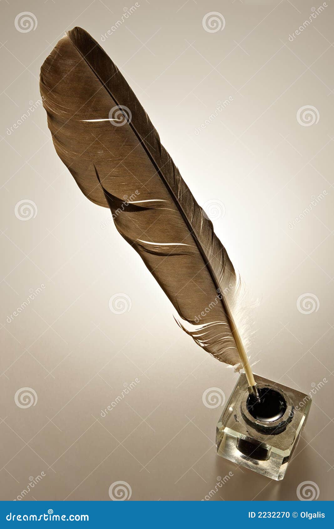 Inkwell and feather stock photo. Image of antique, decoration 2232270