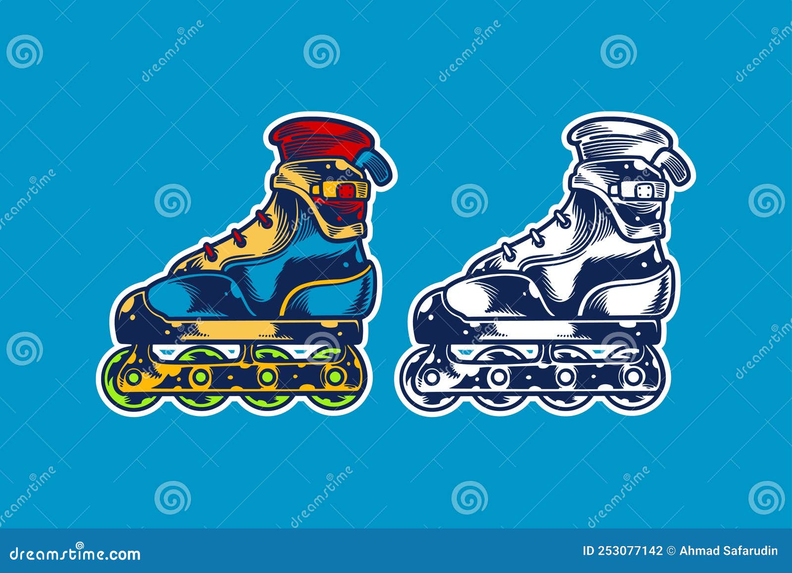 Cartoon Of Inline Roller Skating Man Or Boy 117503093