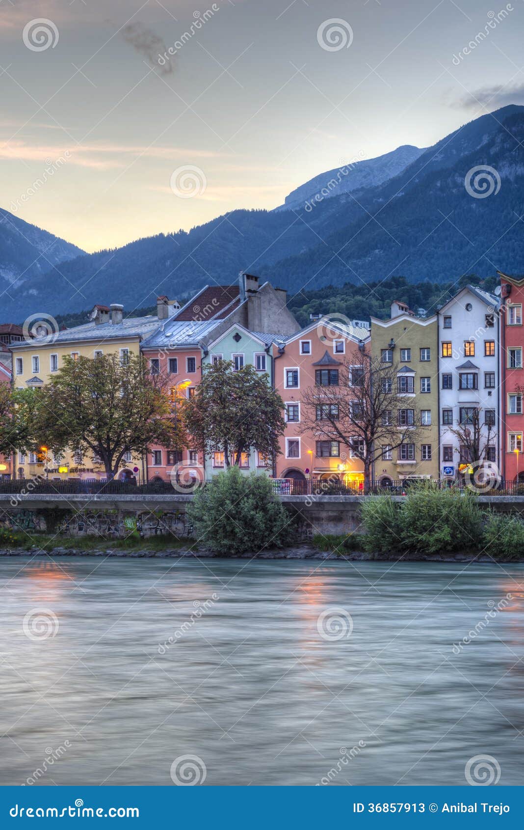 Inn River On Its Way Through Innsbruck, Austria. Editorial