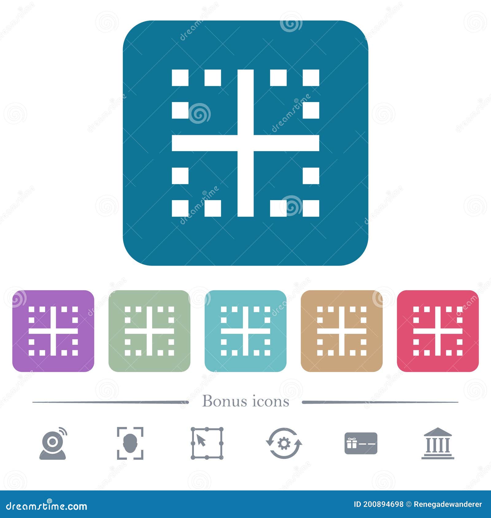 inner borders flat icons on color rounded square backgrounds