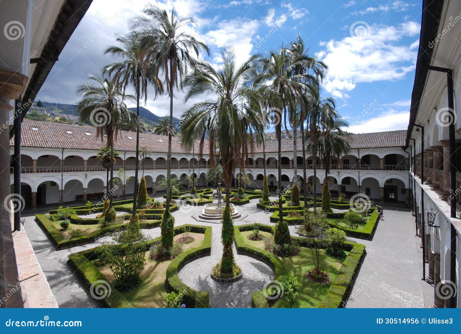 the inner courtyard of san francisco monastery, quito, ecuador