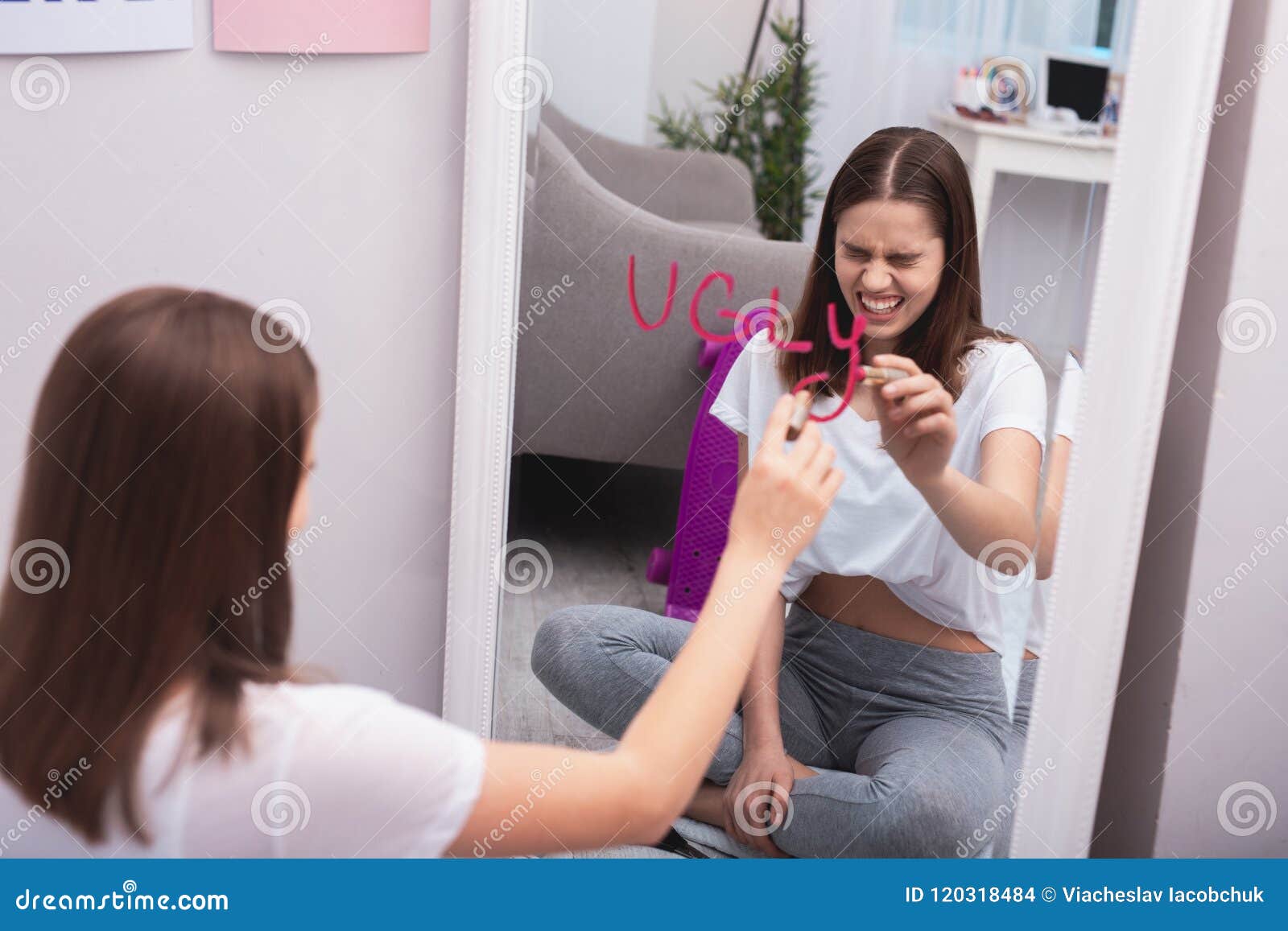 Nervous Teen Girl Hating Herself Stock Photo homemade photo Nervous Teen Girl Hating Herself Stock Photo