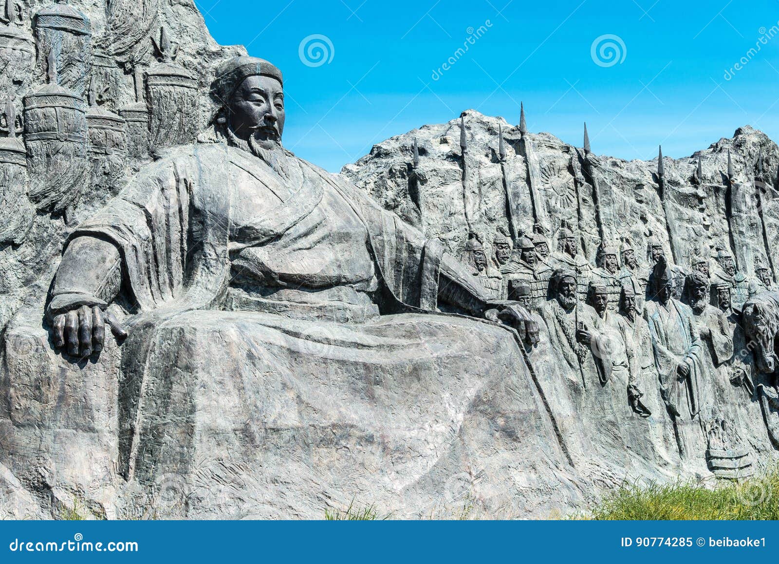 kublai khan statue at site of xanadu (world heritage site). a famous historic site in zhenglan banner, xilin gol, inner