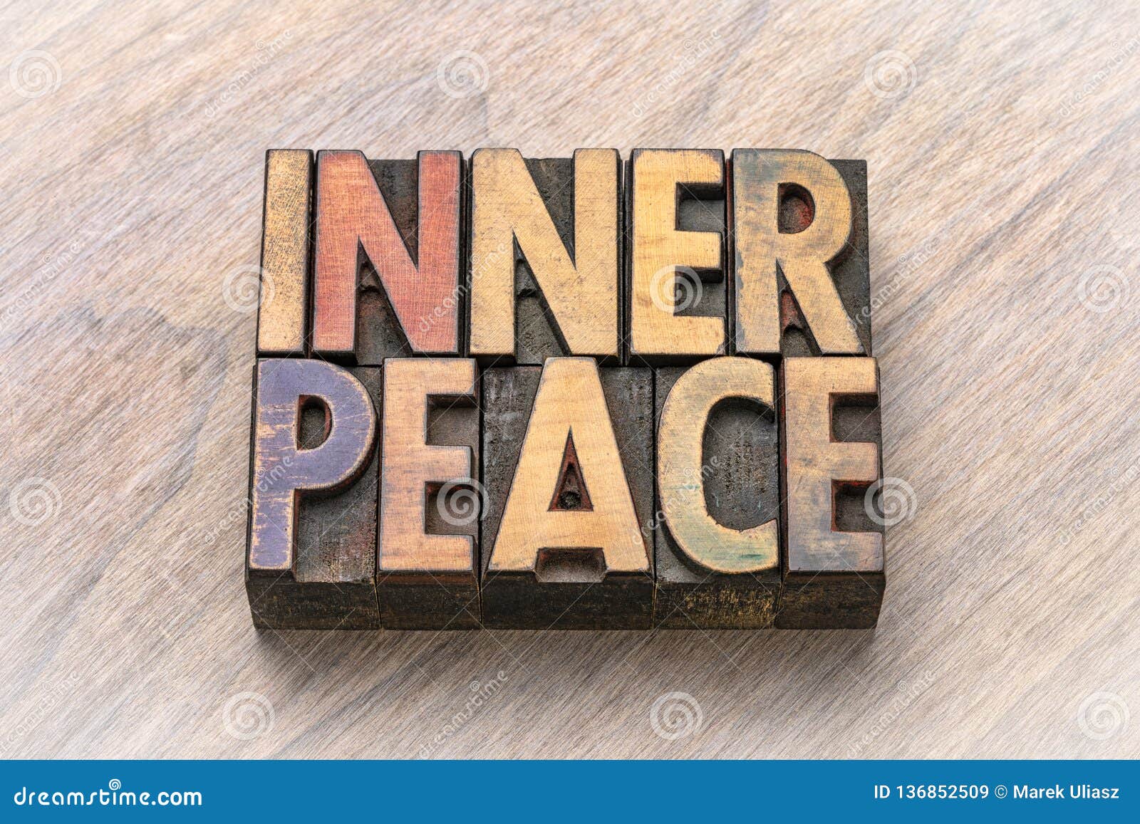 Inner Peace Word Abstract In Wood Type Stock Image Image Of