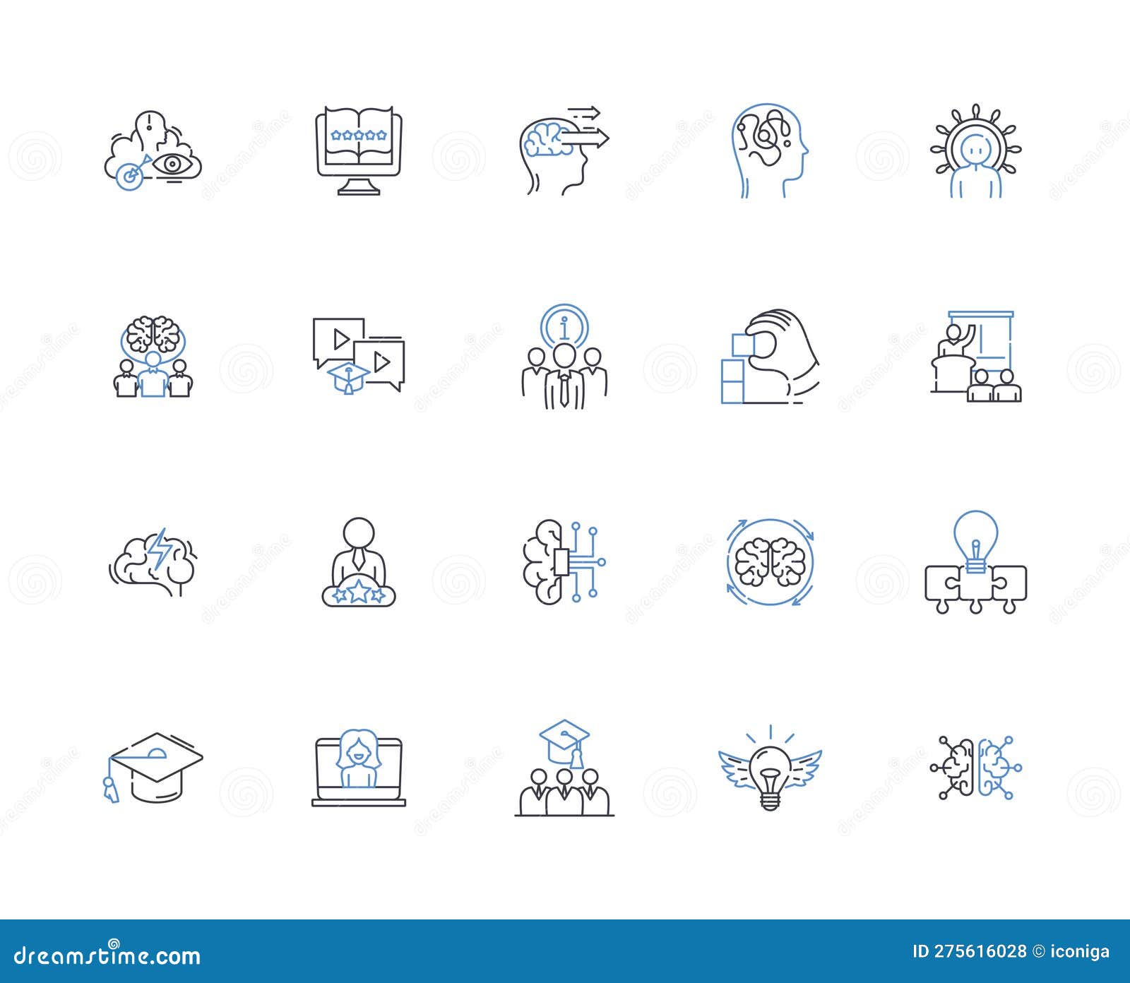 inner voice line icons collection. intuition, reflection, insight, clarity, wisdom, self-awareness, guidance  and