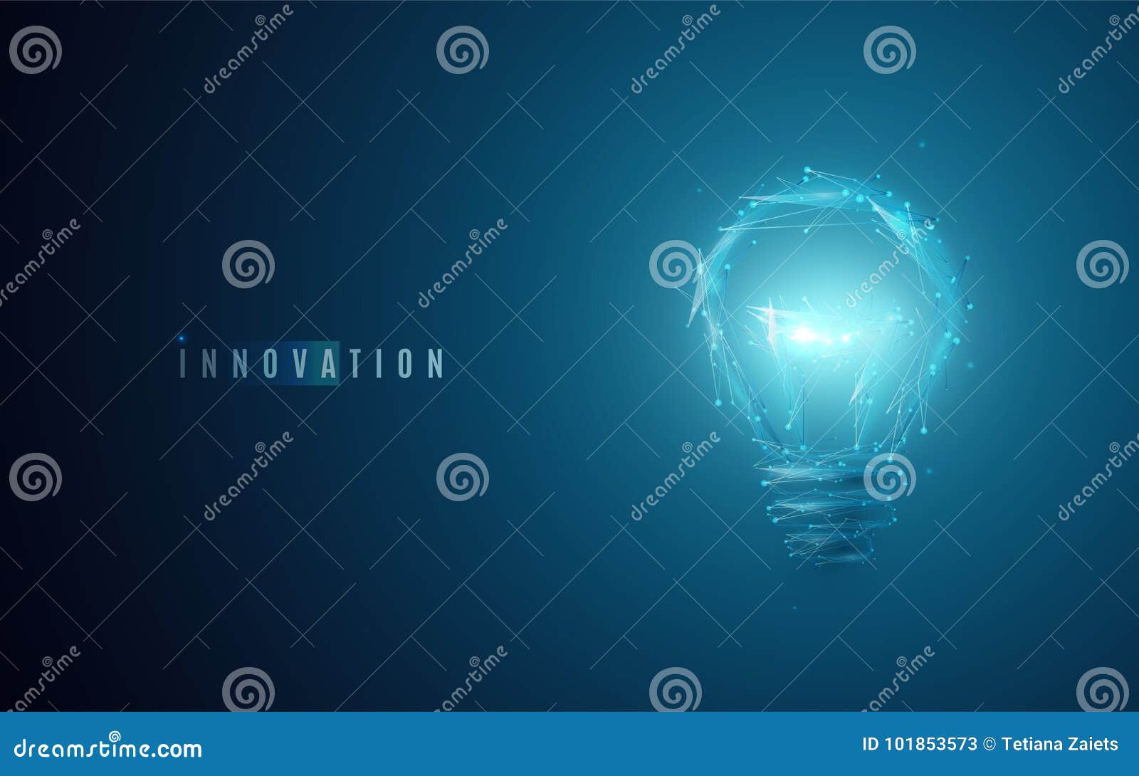 innovation concept. lightbulb in modern polygonal style with light effect