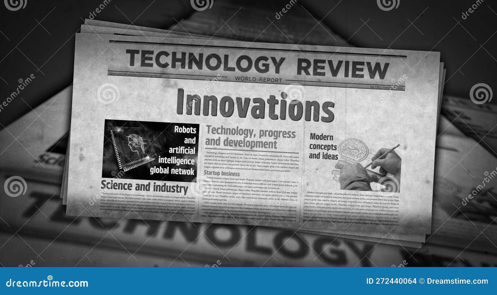 Innovation Creative and Development Newspaper Printing Media Stock