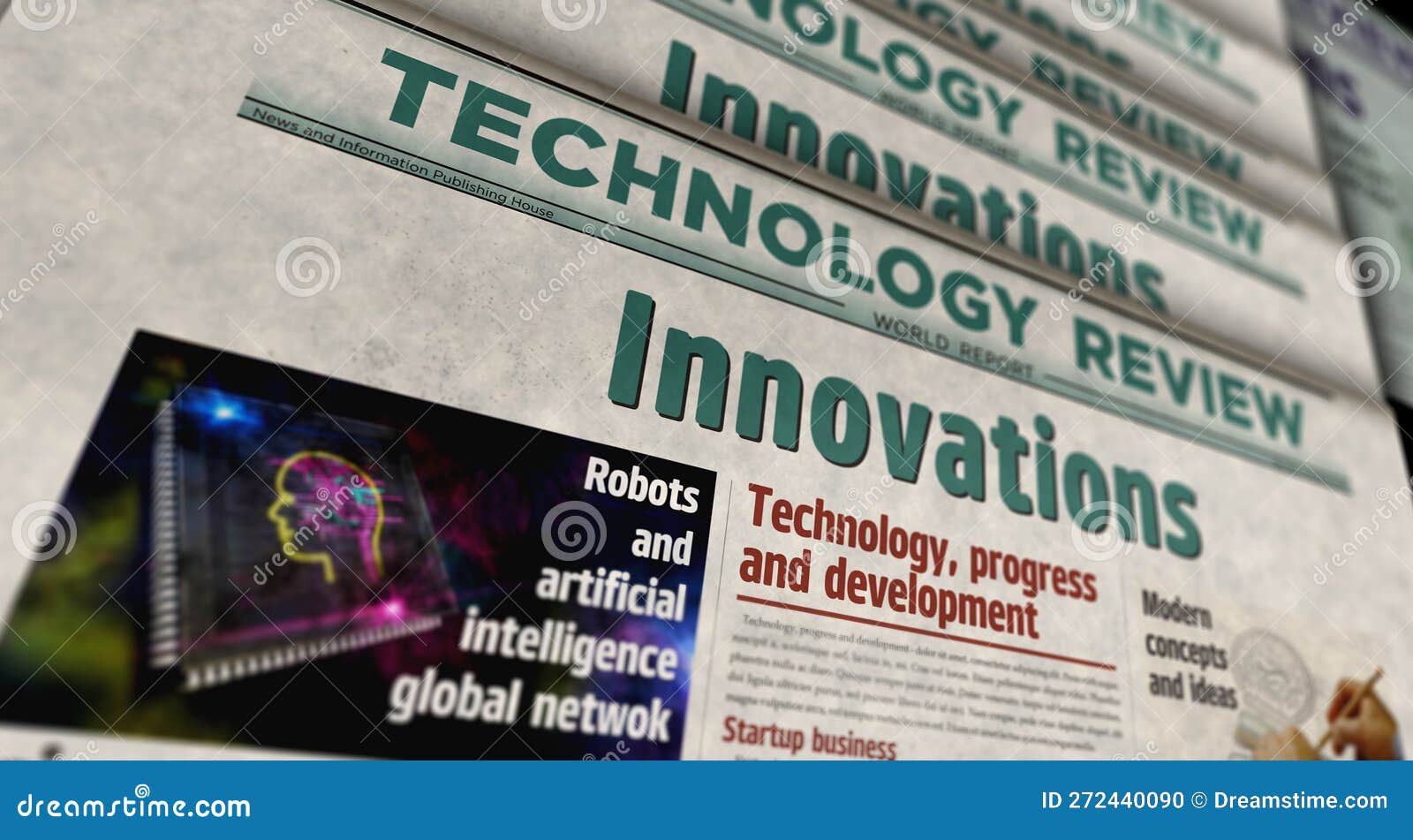 Innovation Creative and Development Newspaper Printing Media Stock