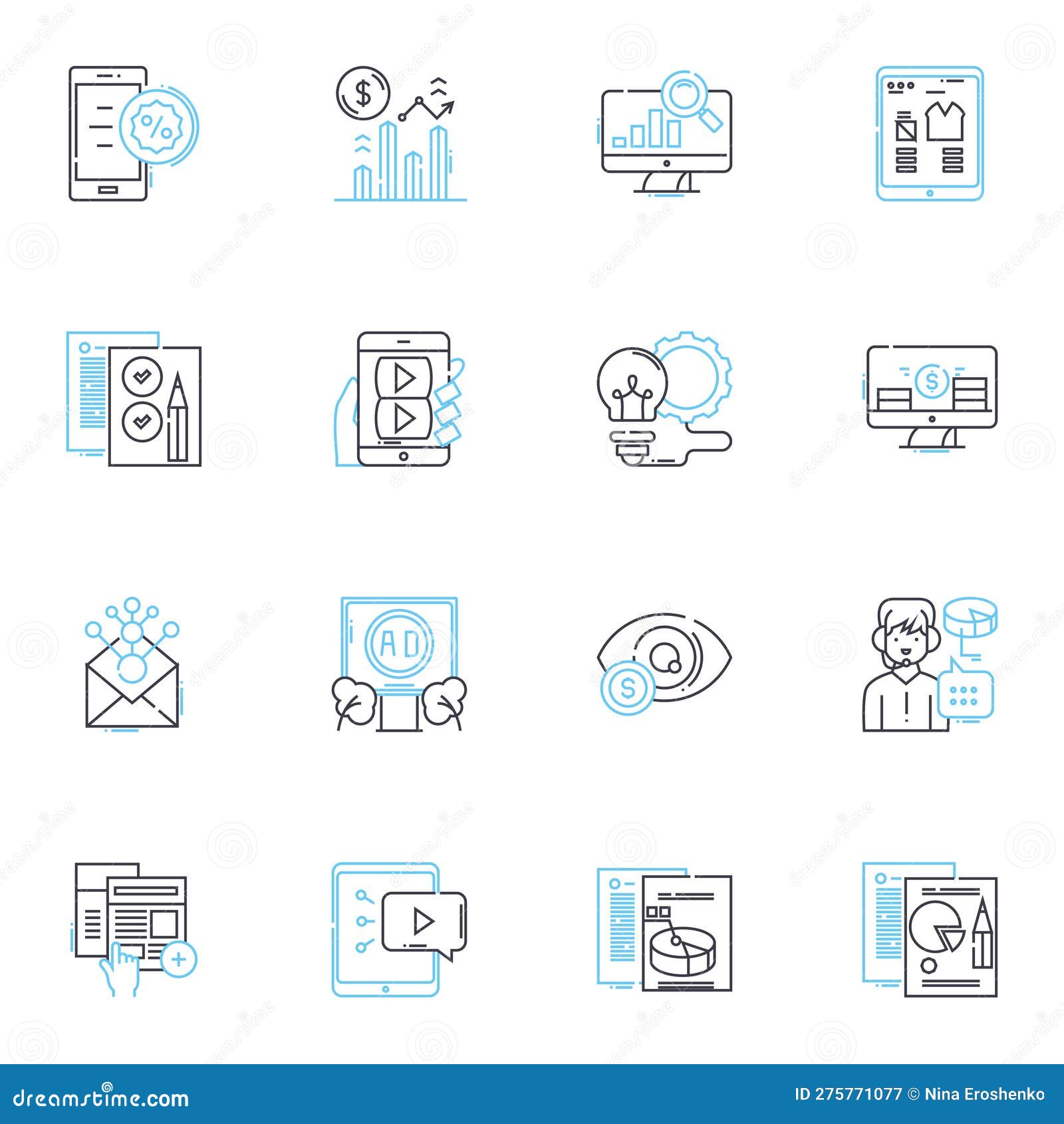 innovation and creativity linear icons set. ingenuity, mindfulness, originality, visionary, conceptualization