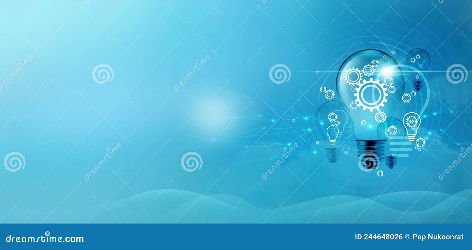 Innovation and New Idea, Light Bulbs with Gear for New Ideas of Technology and Business