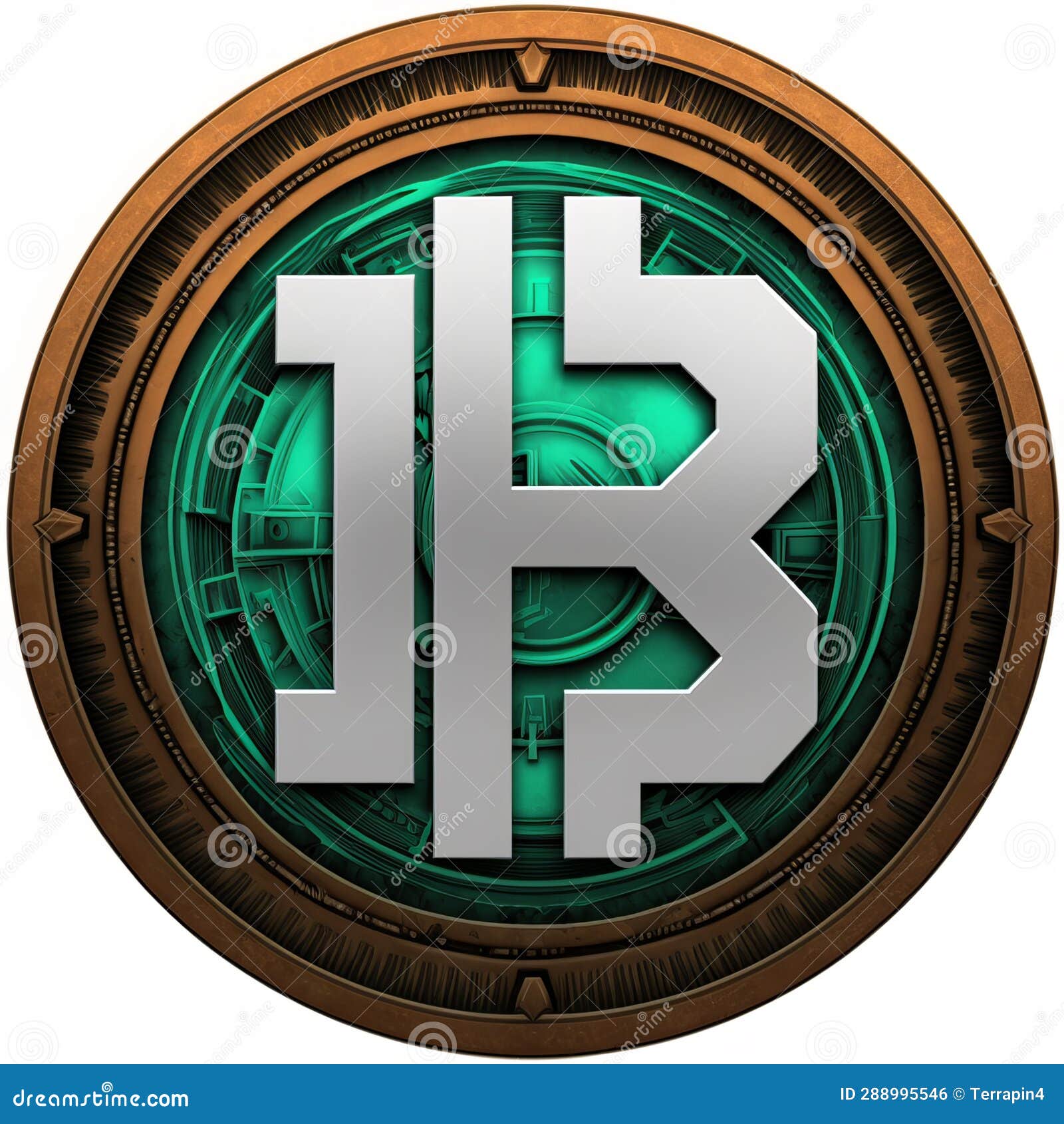 A Logo of the Decentralized Bitcoin Blockchain Technology, in the Style of  Bronzepunk. Emerald and Bronze Coin. Generative Ai Stock Photo - Image of  label, economy: 288995546
