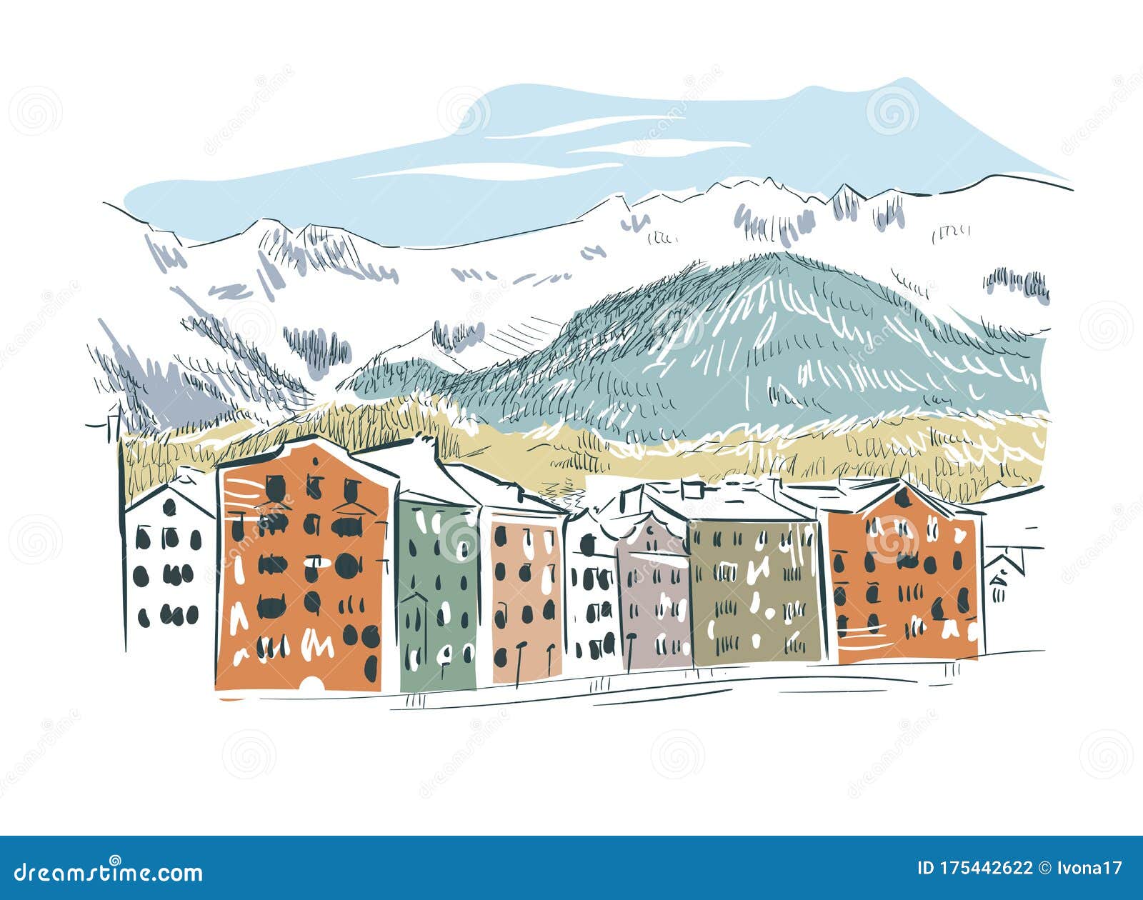 innsbruck austria europe  sketch city  line art