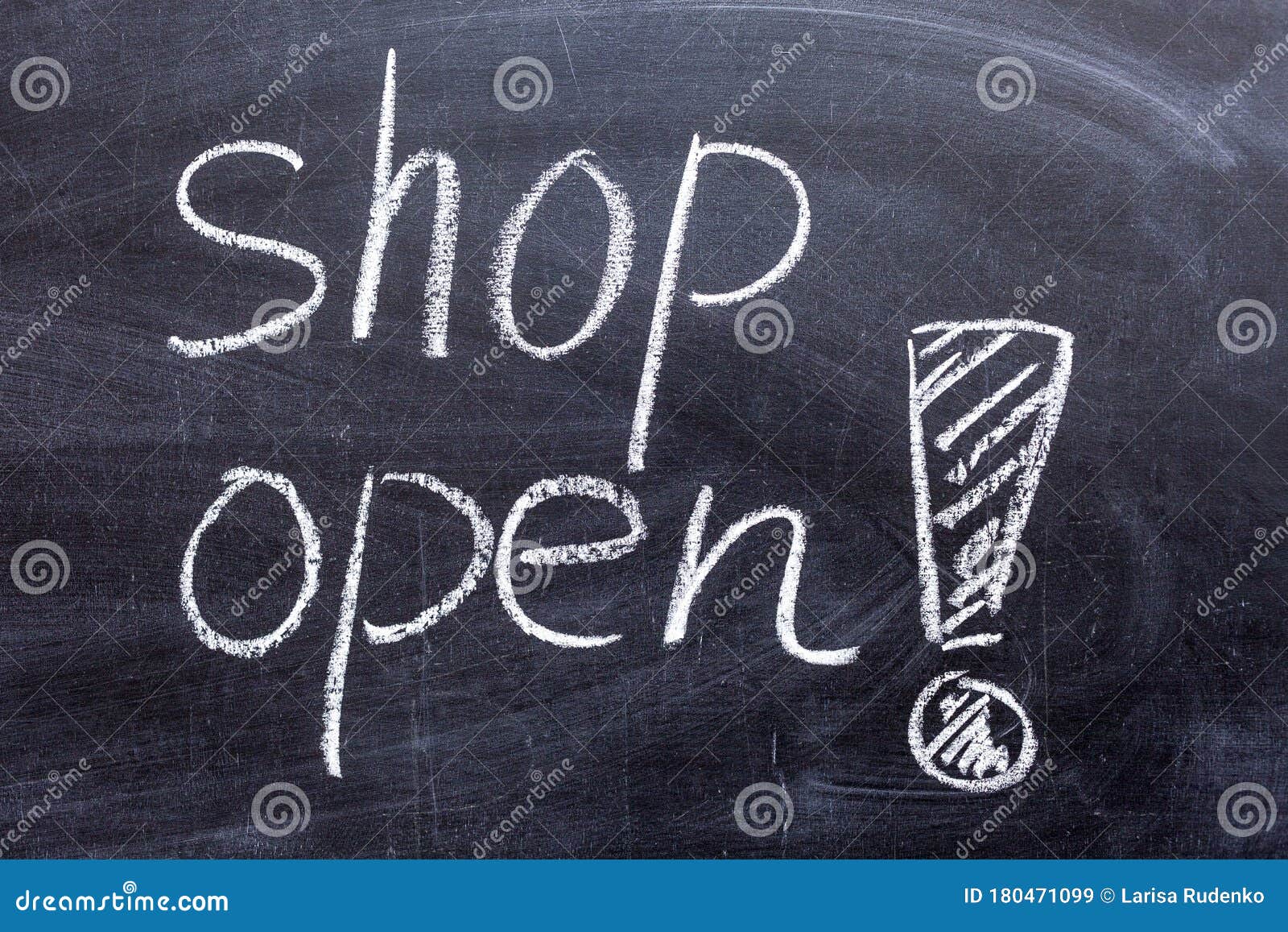 Inscription in Chalk Shop Open`. Shop Opening Concept Stock Image
