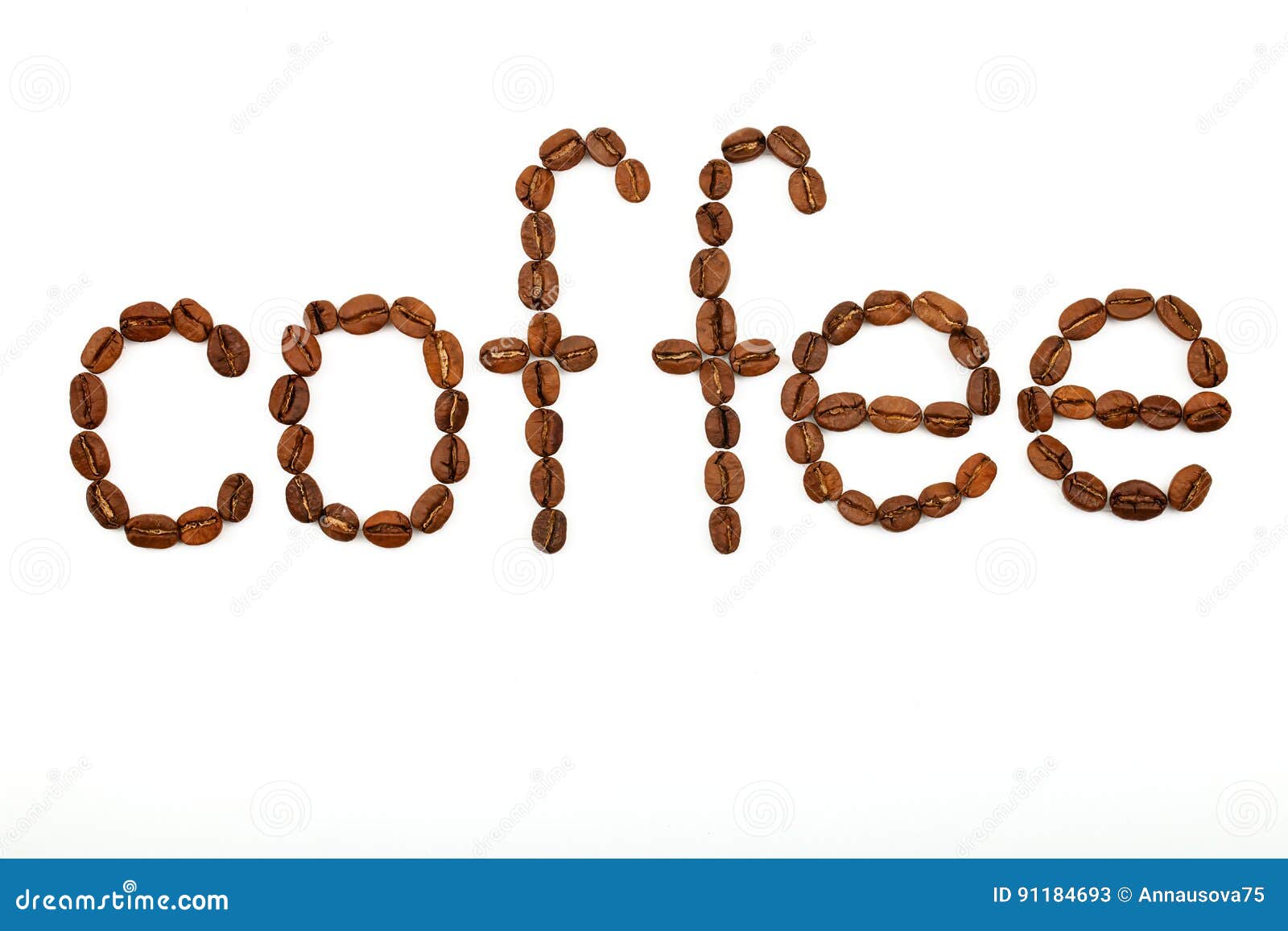 An Inscription From Coffee Beans Words Of Coffee On A White Background