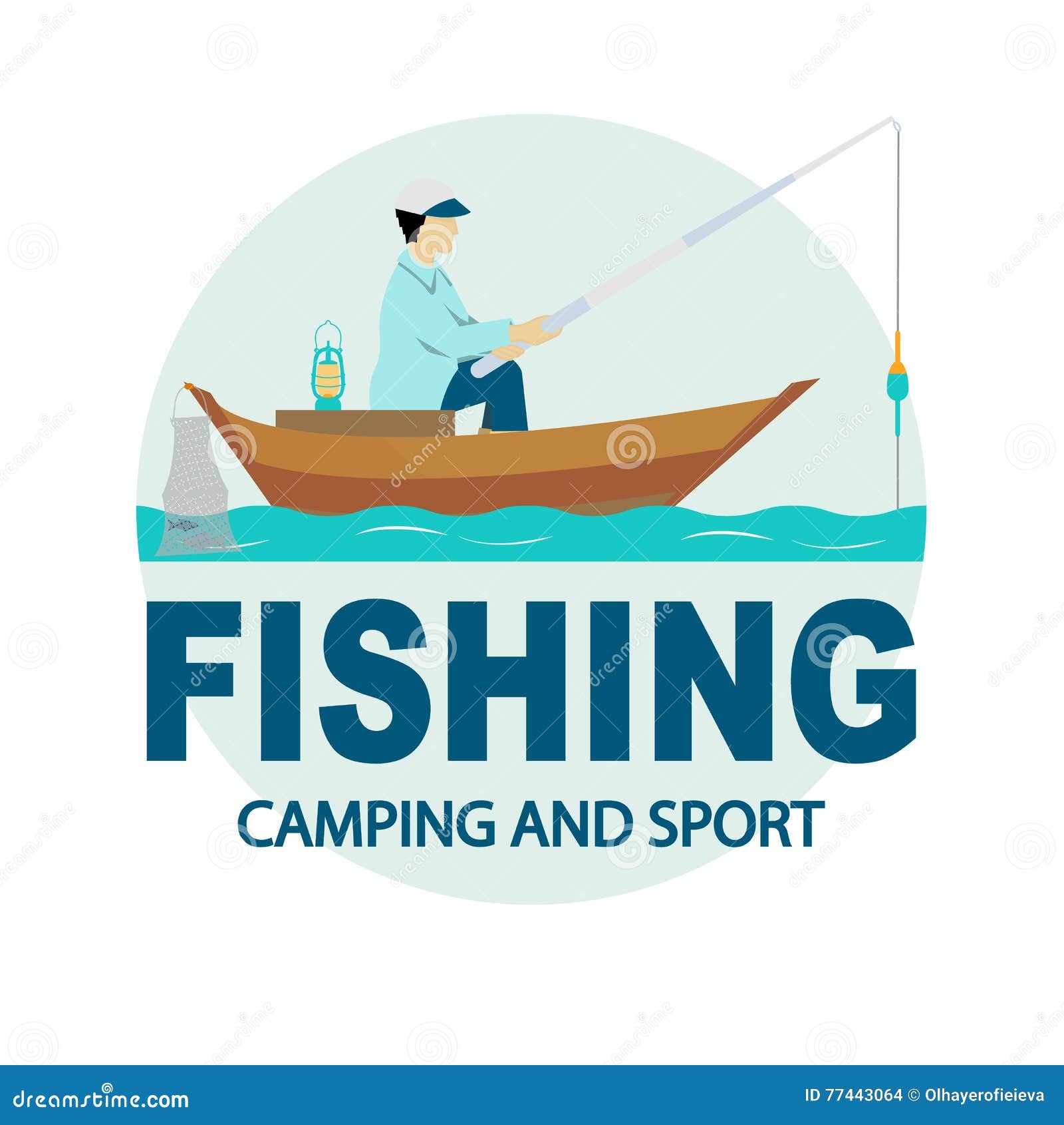 The Inscription Fishing Camping and Sport. Stock Vector