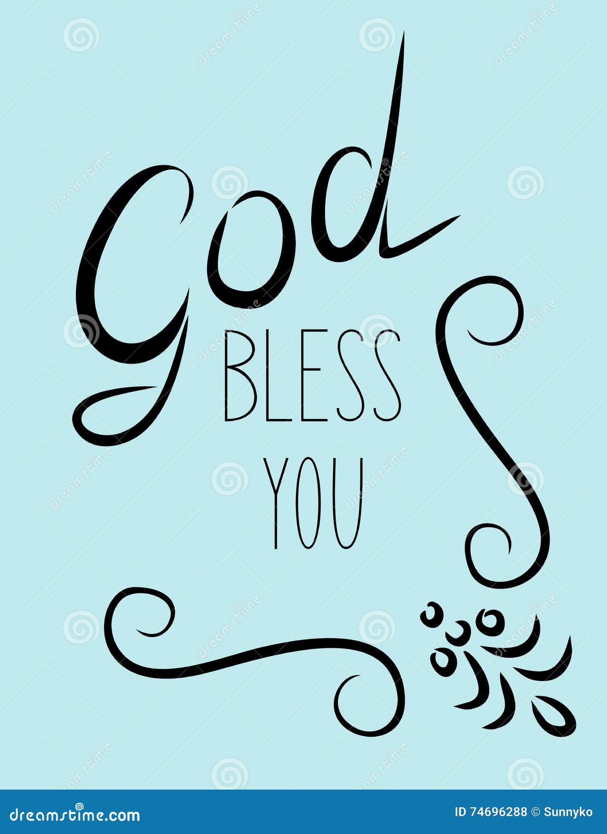 Inscription God Bless You with Flourishes Stock Vector ...