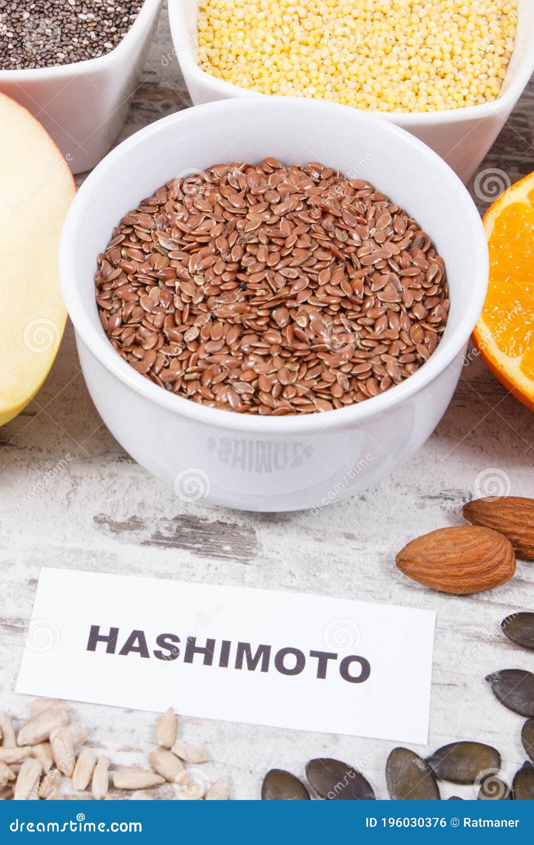 Inscription Hashimoto with Products and Ingredients As Source Vitamins