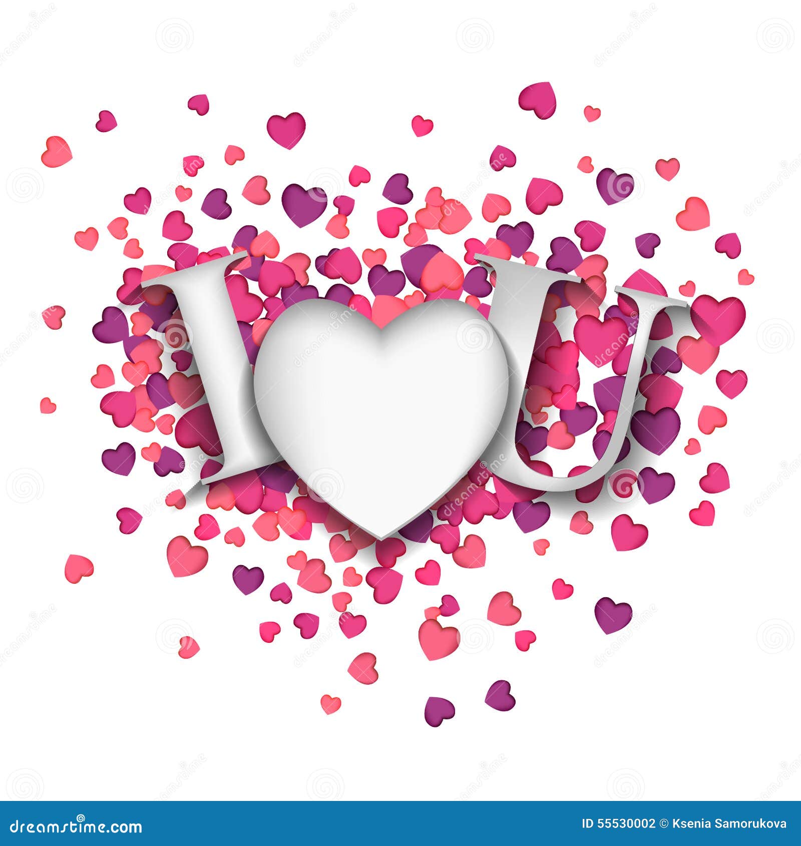 Inscription I Love U On Hearts Background. Vector ...