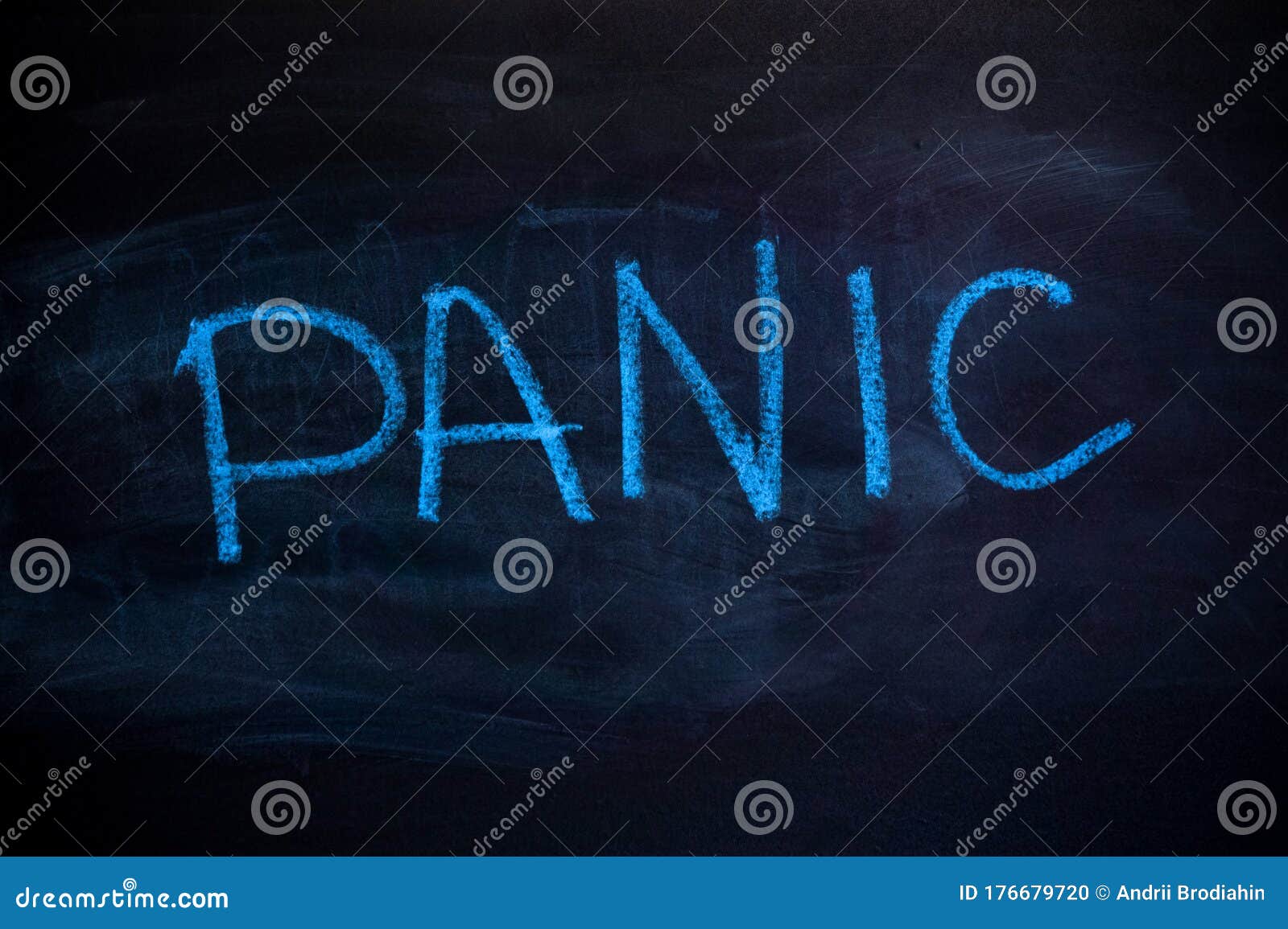 The Inscription `panic` on a Black Board. Stock Photo Image of font