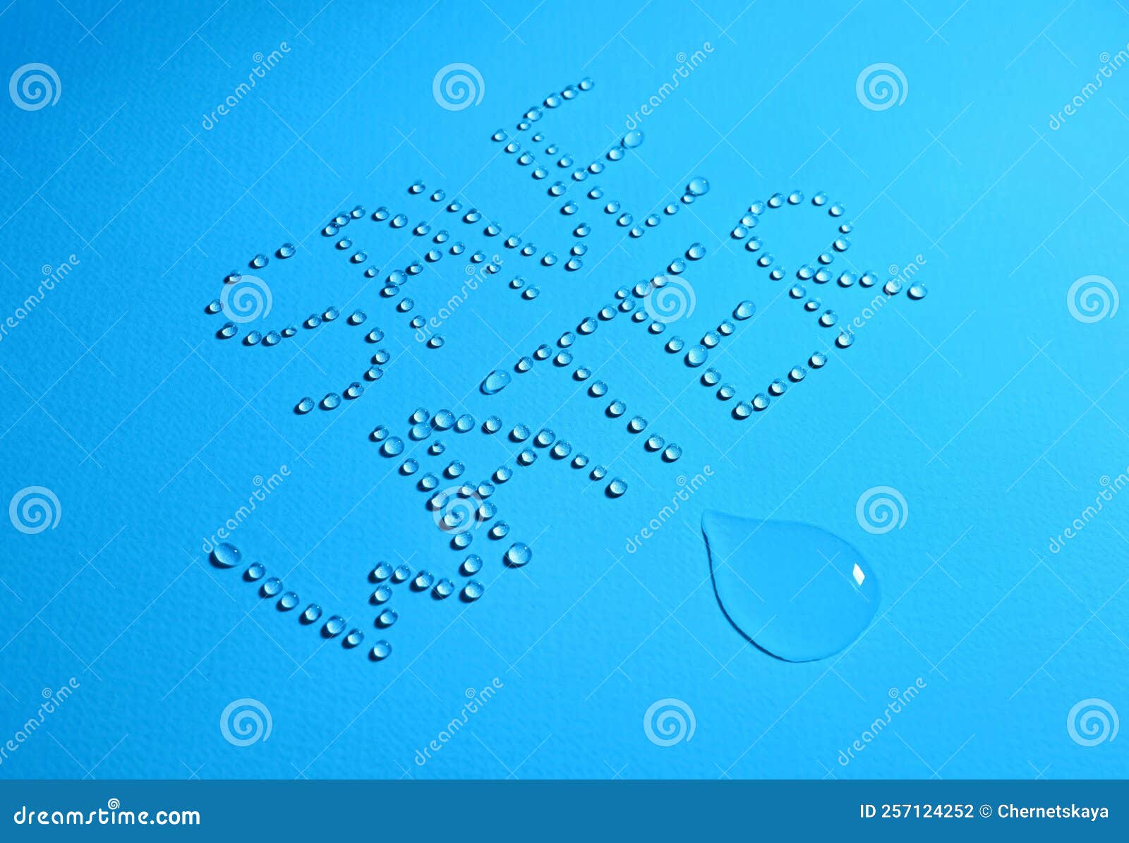 Inscription Save Water Made of Drops on Light Blue Background Stock