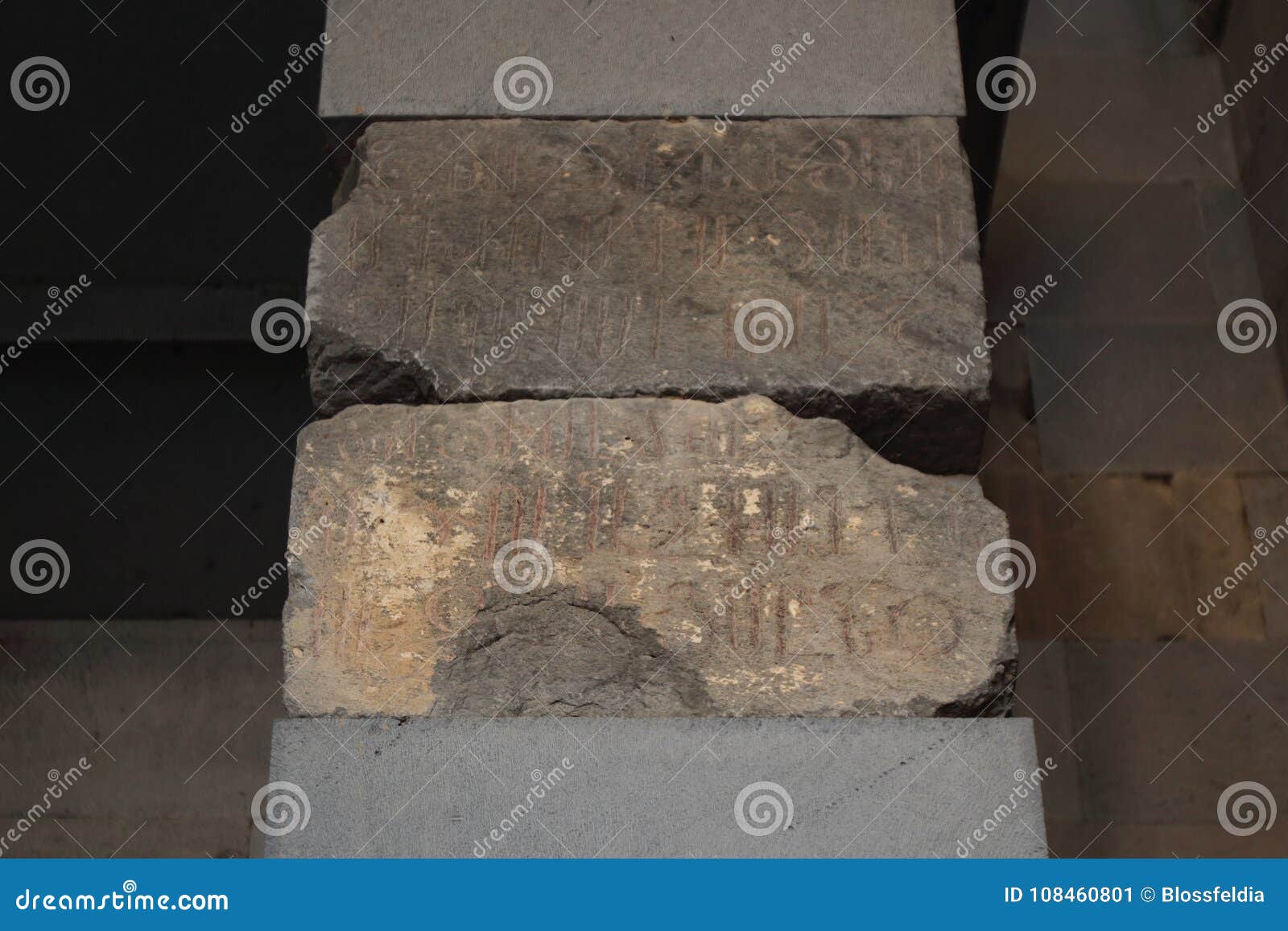 the inscription on the stones at the altar in the cella of the garni temple, armenia