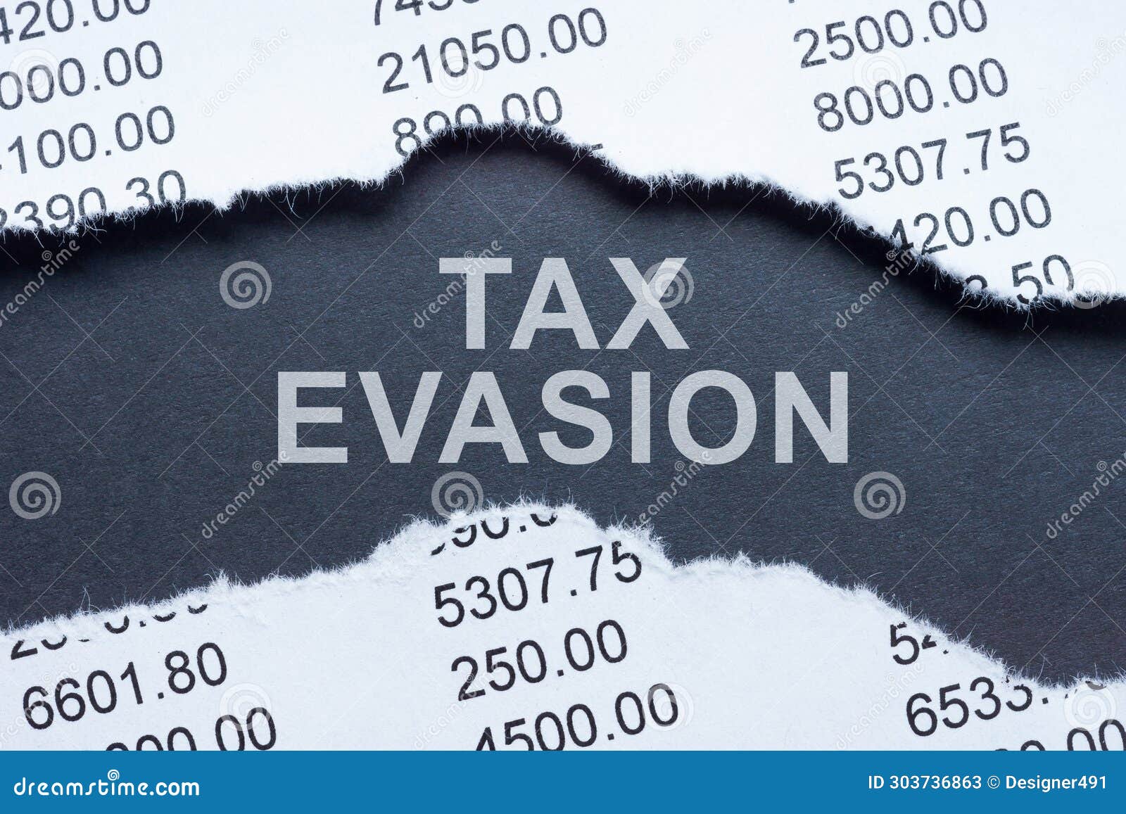 inscription tax evasion and torn financial report.
