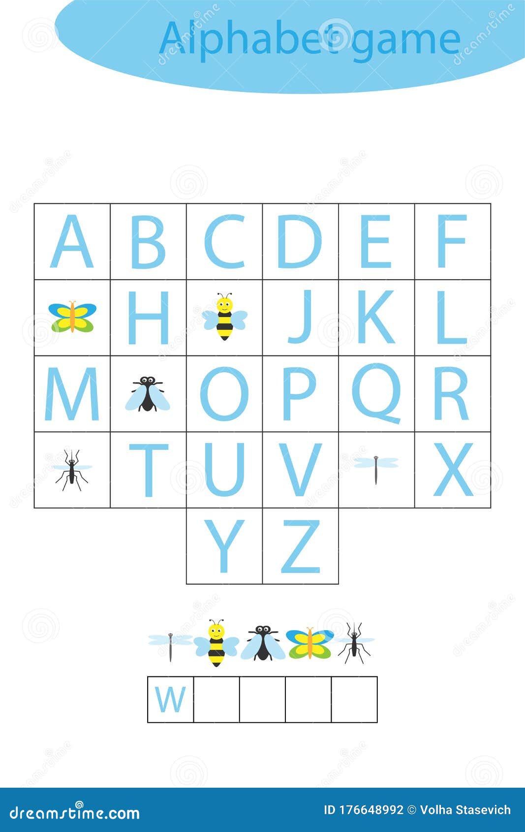 Insect Alphabet Game For Children Make A Word Preschool Worksheet Activity For Kids Educational Spelling Scramble Stock Vector Illustration Of Page Play
