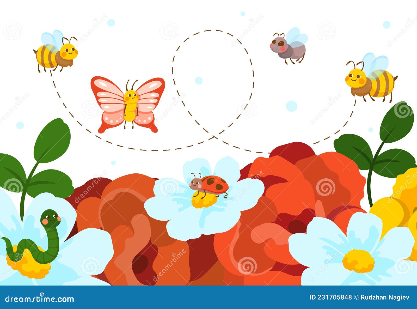 Insectos Lindos En Las Flores Ilustración del Vector - Ilustración de divertido, sonrisa: 231705848 Insectos Lindos En Las Flores Ilustración del Vector - Ilustración de divertido, sonrisa: 231705848