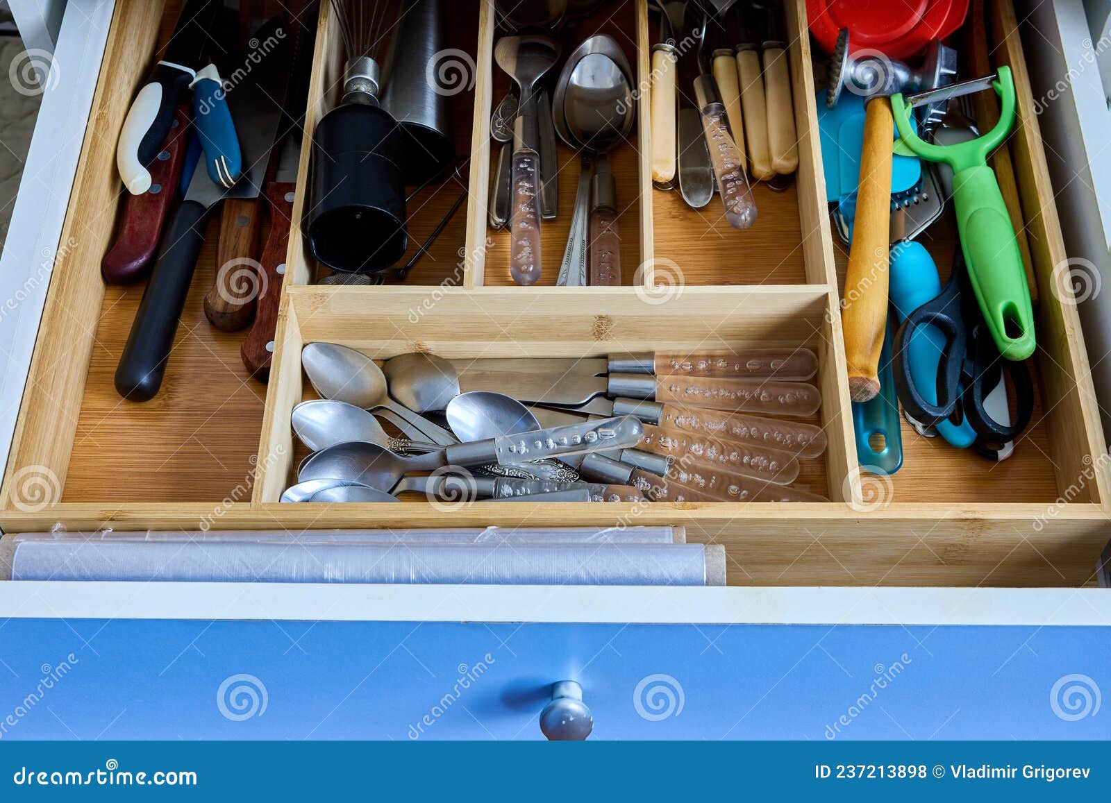 Insert Wooden Flatware Tray Drawer Organizer with Kitchen Silverware
