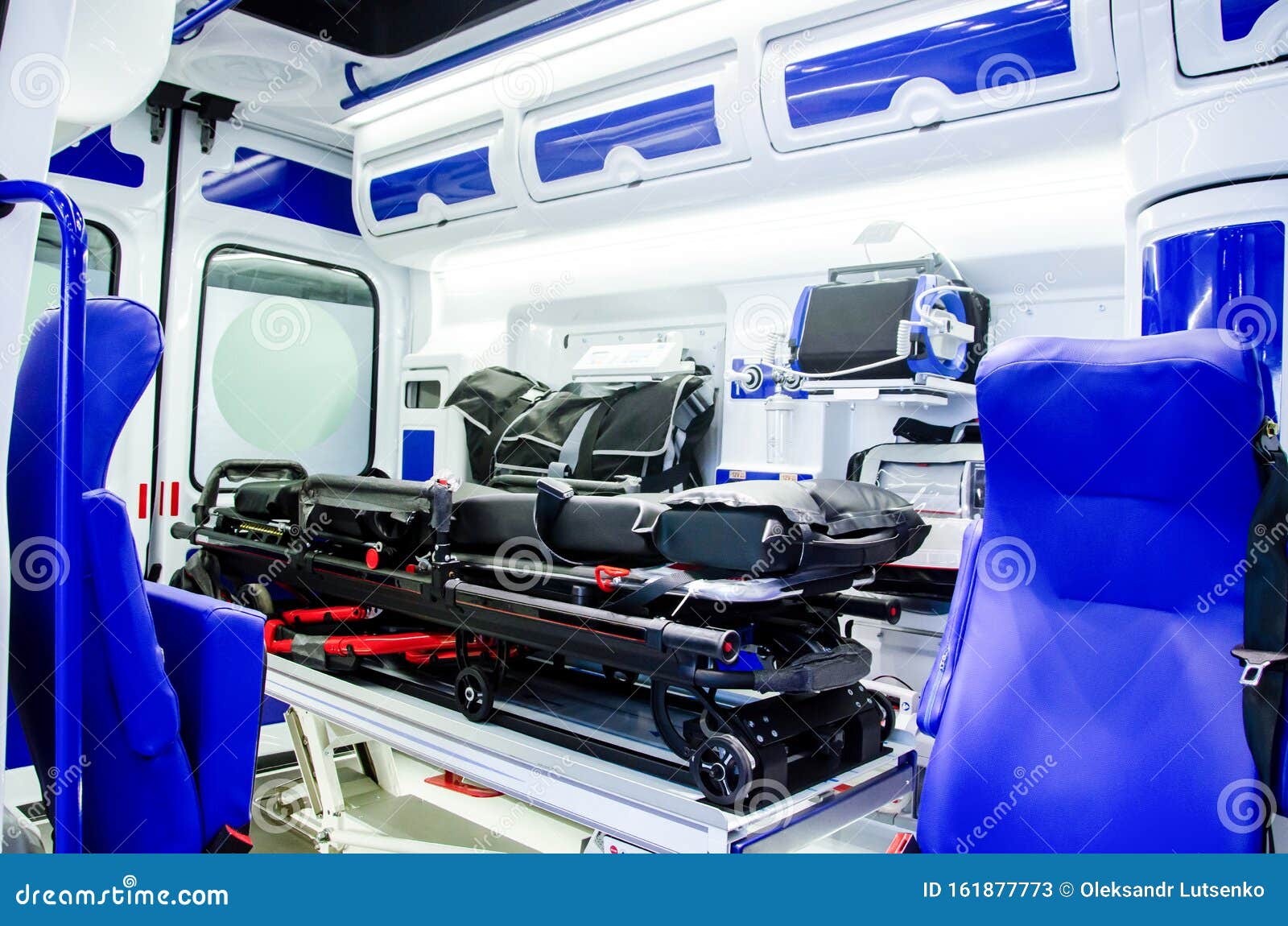 Inside an Ambulance Car with Medical Equipment Stock Image Image of