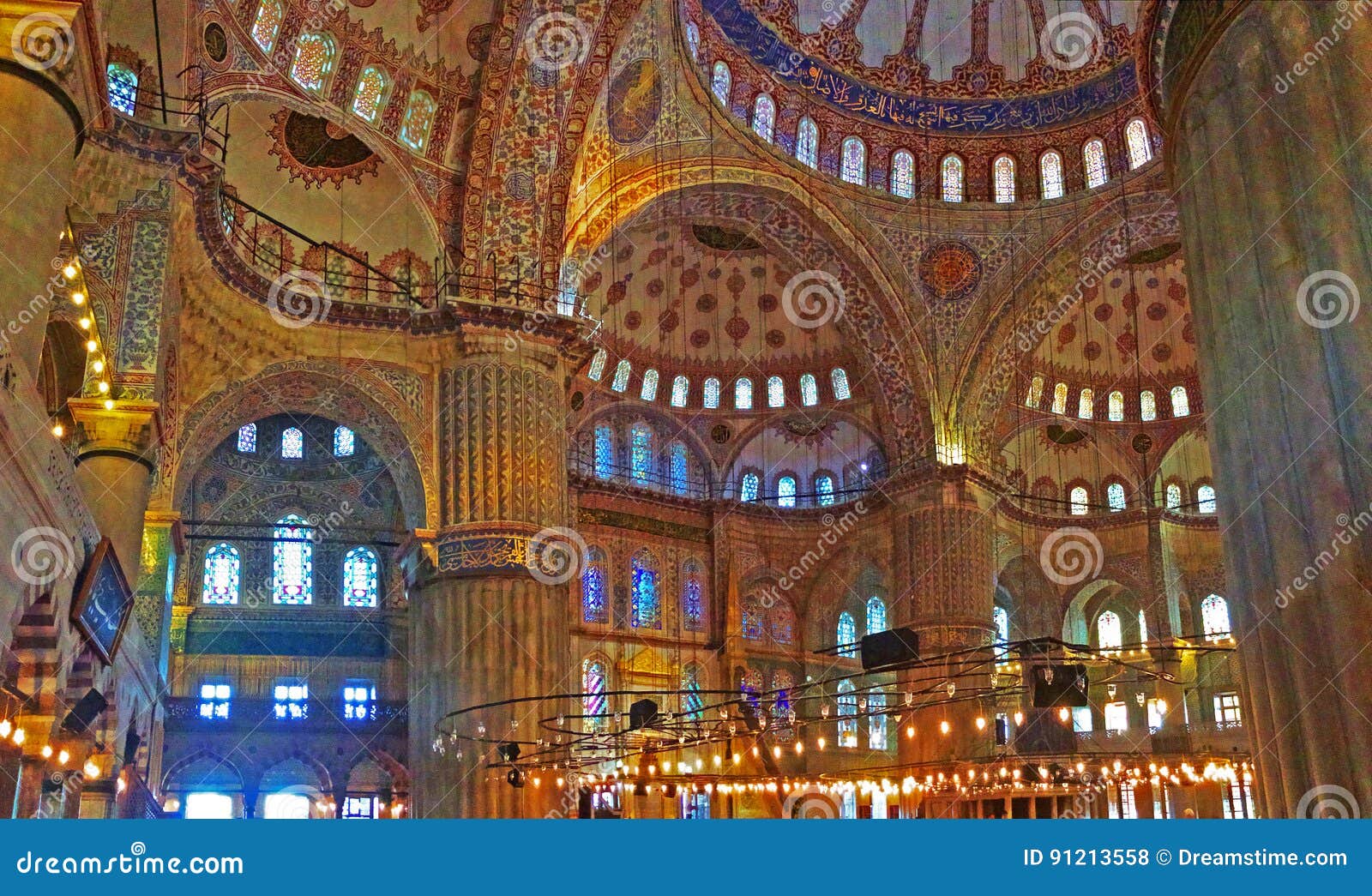 Inside the Blue Mosque stock photo. Image of muslimn 91213558