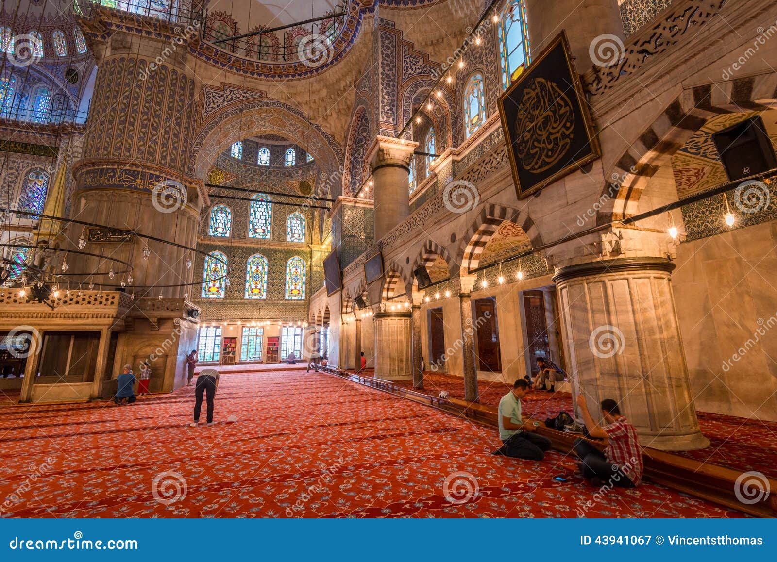 Inside the Blue Mosque editorial photography. Image of sultanahmet