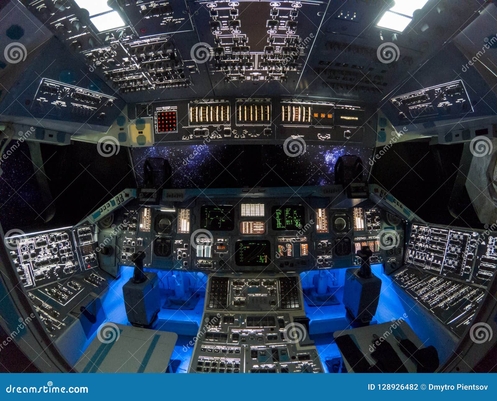 Inside The Cabin Of The Space Shuttle Columbia Stock Photo