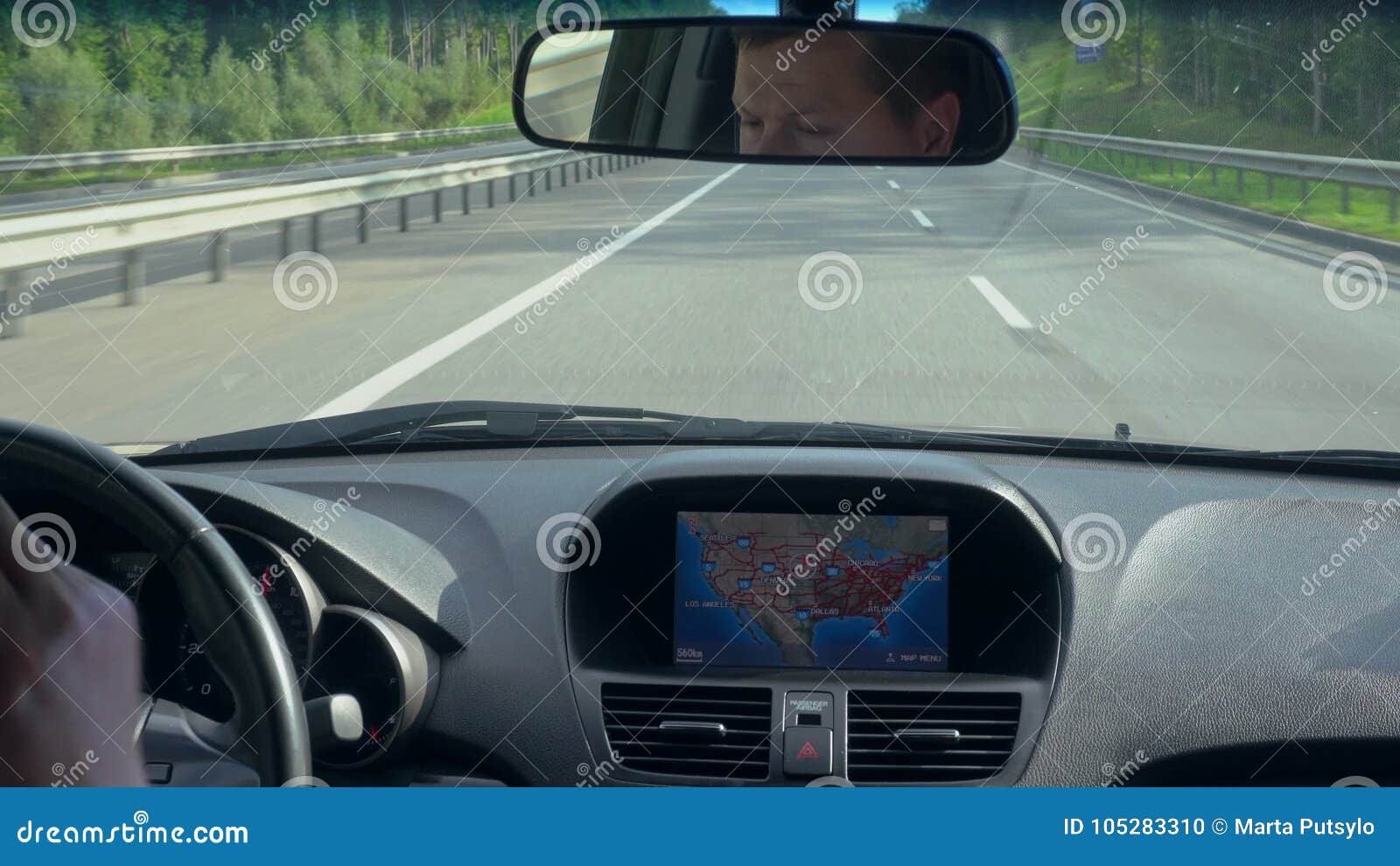 Inside a Car. a GPS Module is on Stock Photo Image of speed, driving