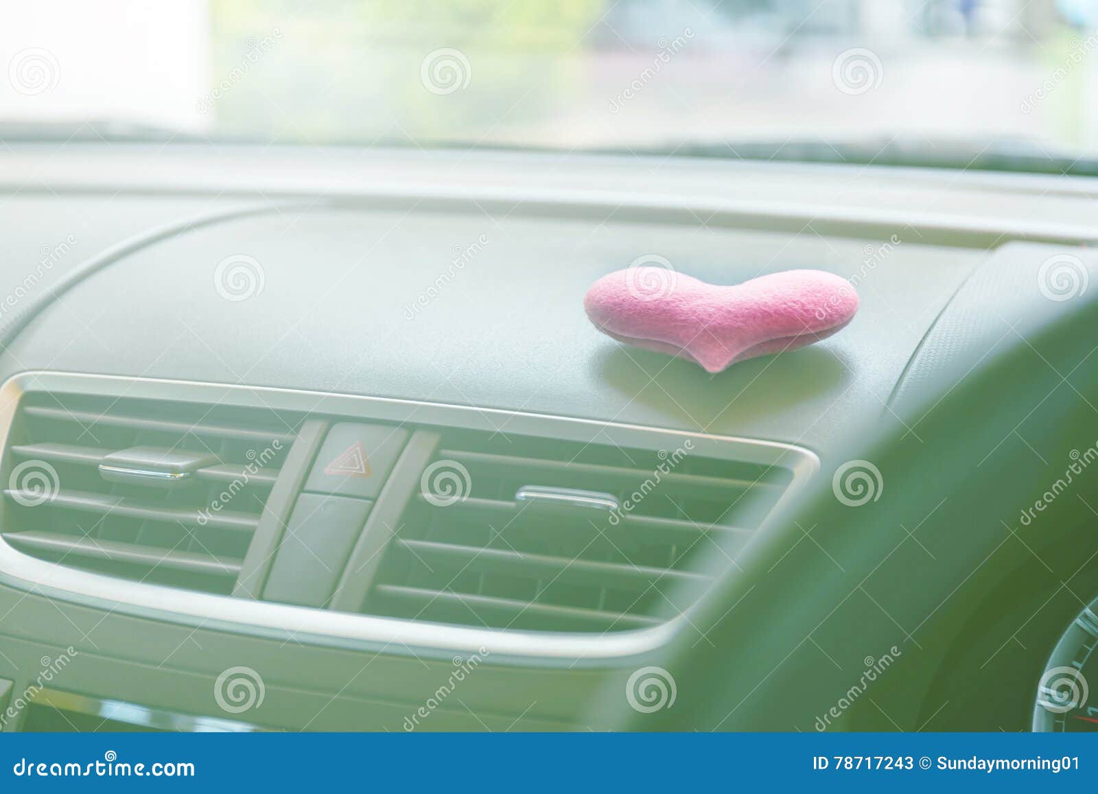 Inside Car with Pink Heart and Filter Blue Light Stock Image Image of