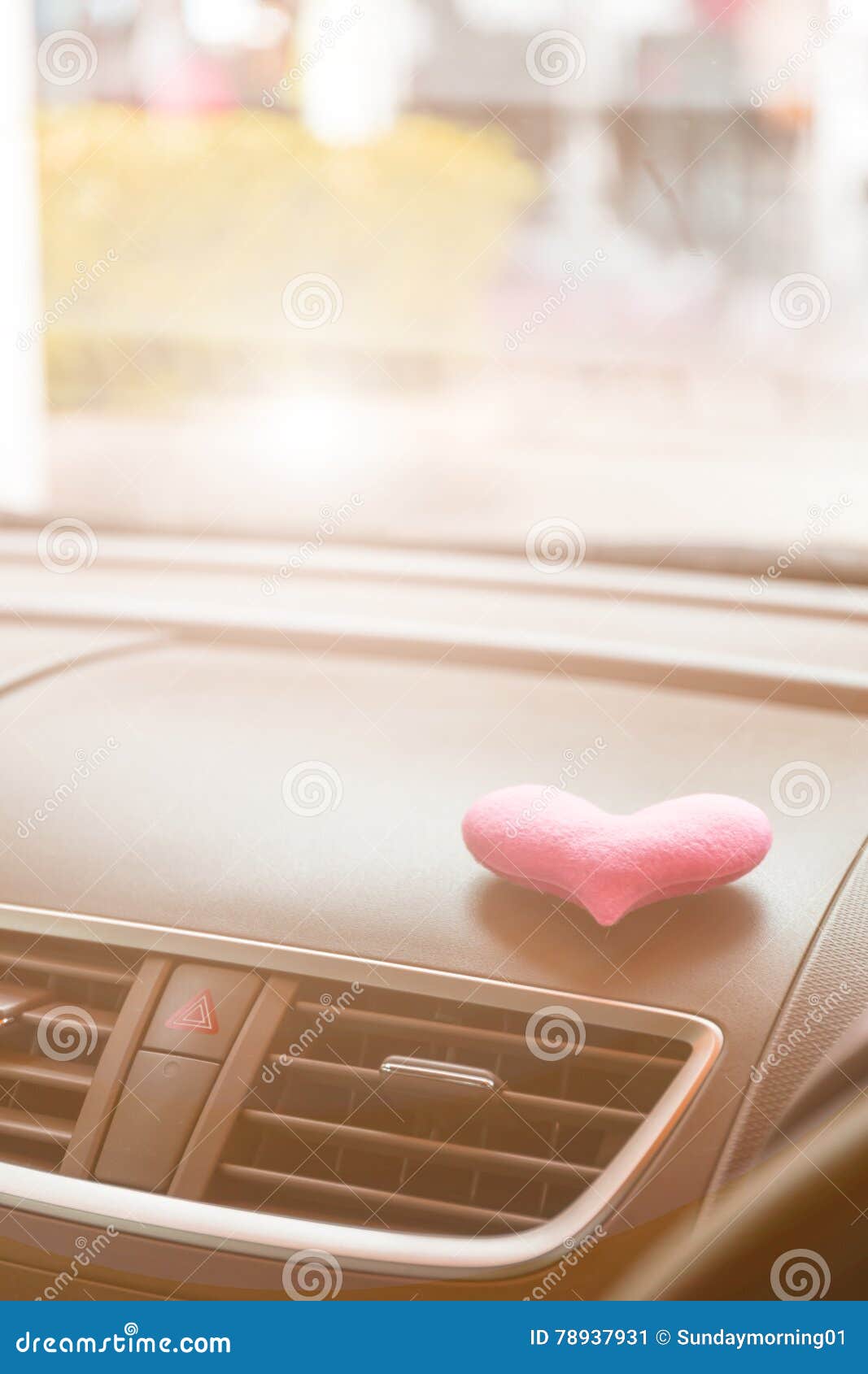 Inside Car with Pink Heart with Light Filter Stock Image Image of
