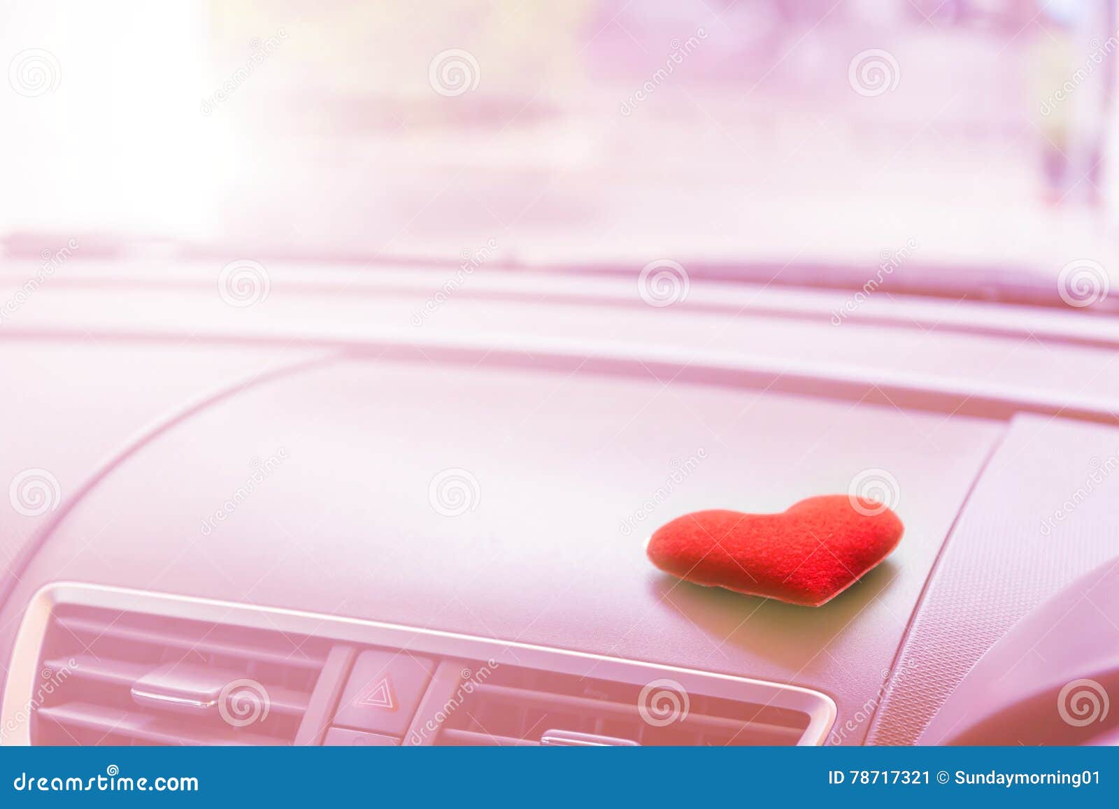 Inside Car with Red Heart and Filter Pink Light Stock Image Image of
