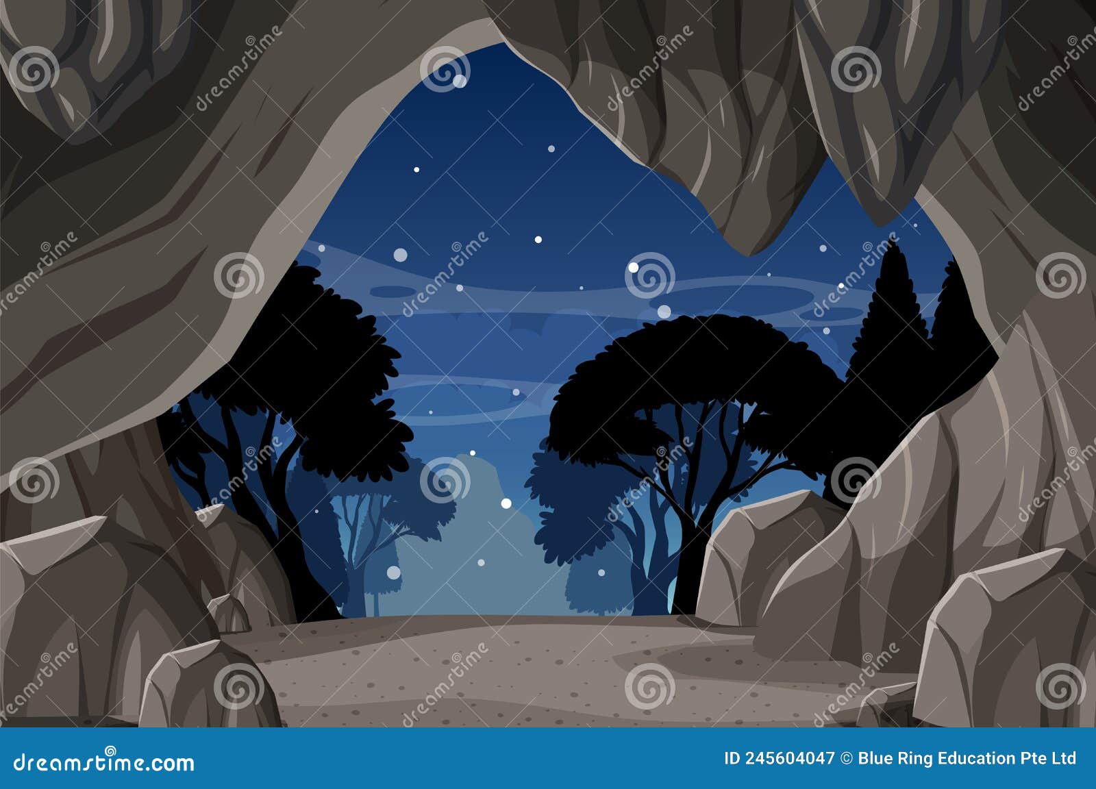 Inside Cave Landscape in Cartoon Style Stock Vector - Illustration of
