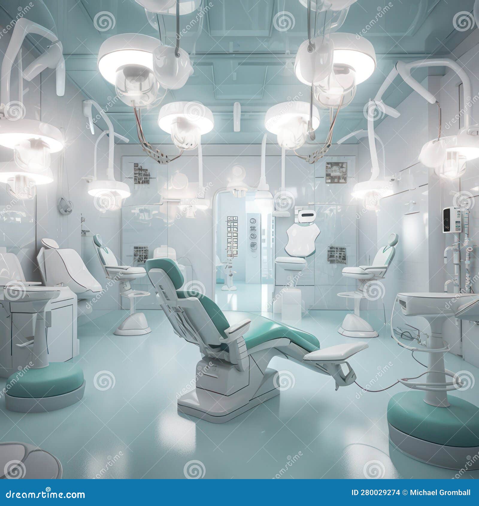 Inside a Dental Clinic Created with Generative AI Stock Illustration