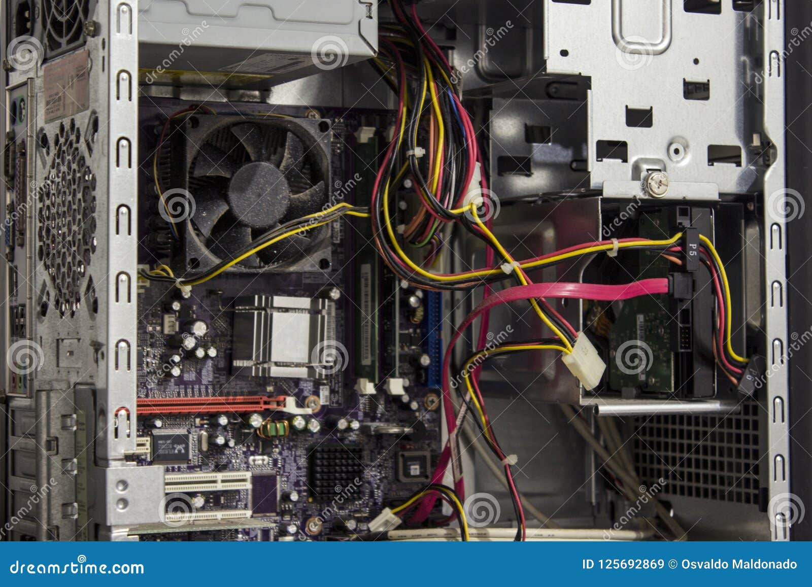 Inside Of A Desktop Computer Cabinet Stock Image Image Of