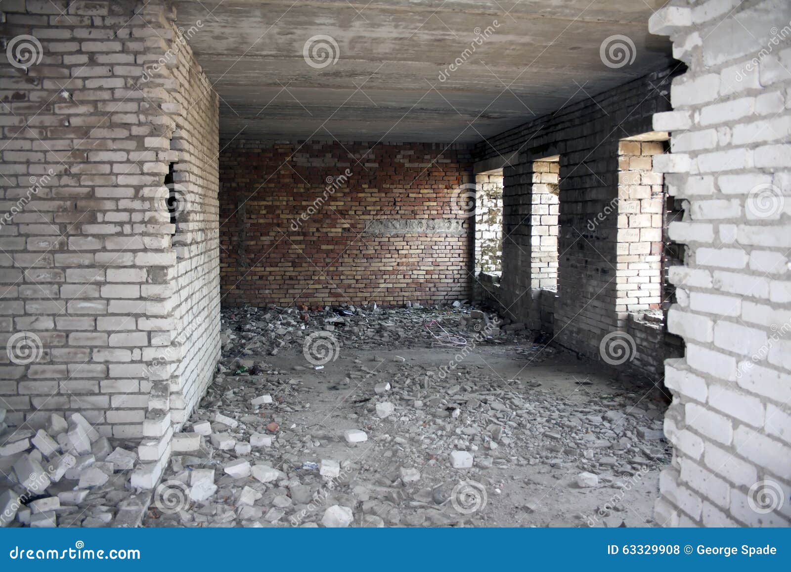 Inside destroyed building stock photo. Image of bombing 63329908