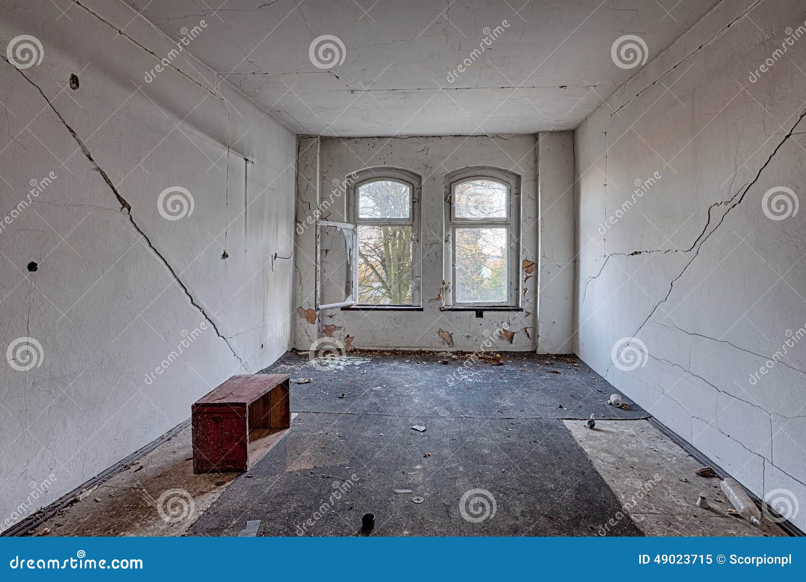 Inside the Destroyed House on the Edge of the Forest Stock Image