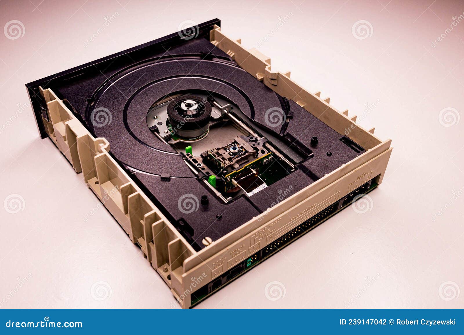 In the Inside of a Dvd Rom Reader with a Laser Stock Photo Image of