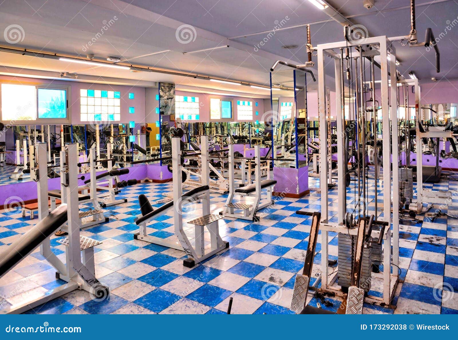 Inside of a Gym with Old Rusty Equipment Stock Photo Image of