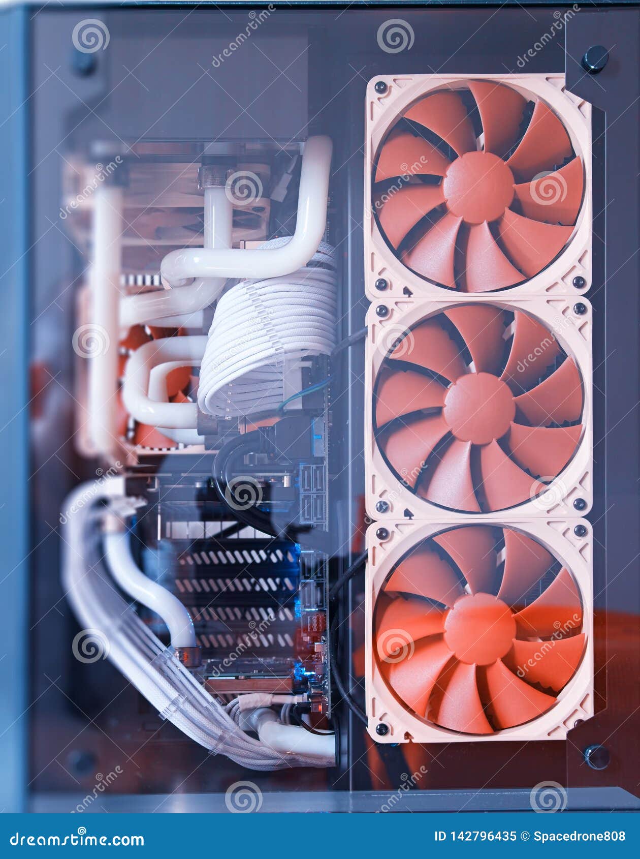 Inside High Performance Water Cooled Workstation Backdrop Stock Image