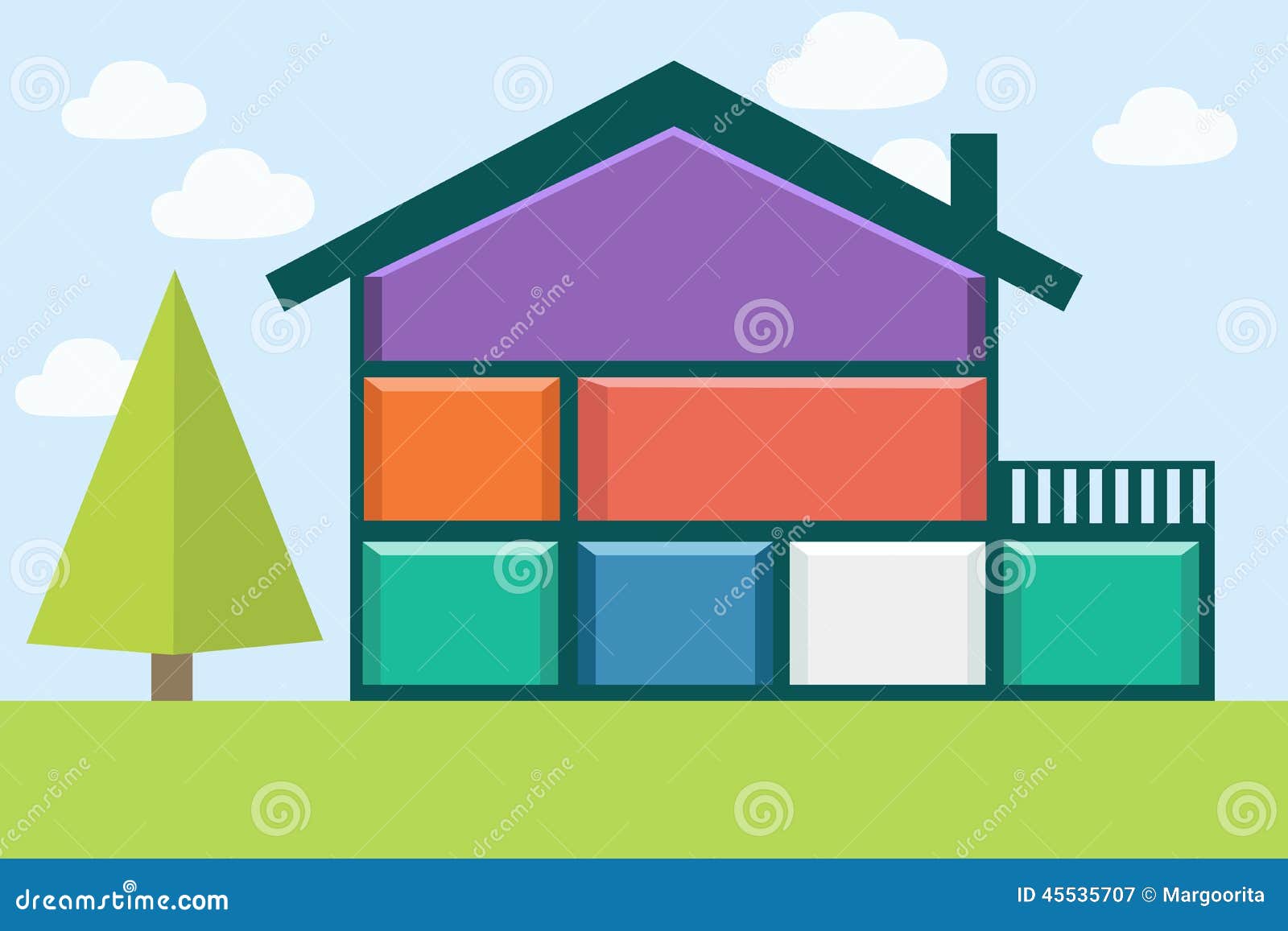 Inside the house stock vector. Illustration of indoors - 45535707, image size:1600x1157